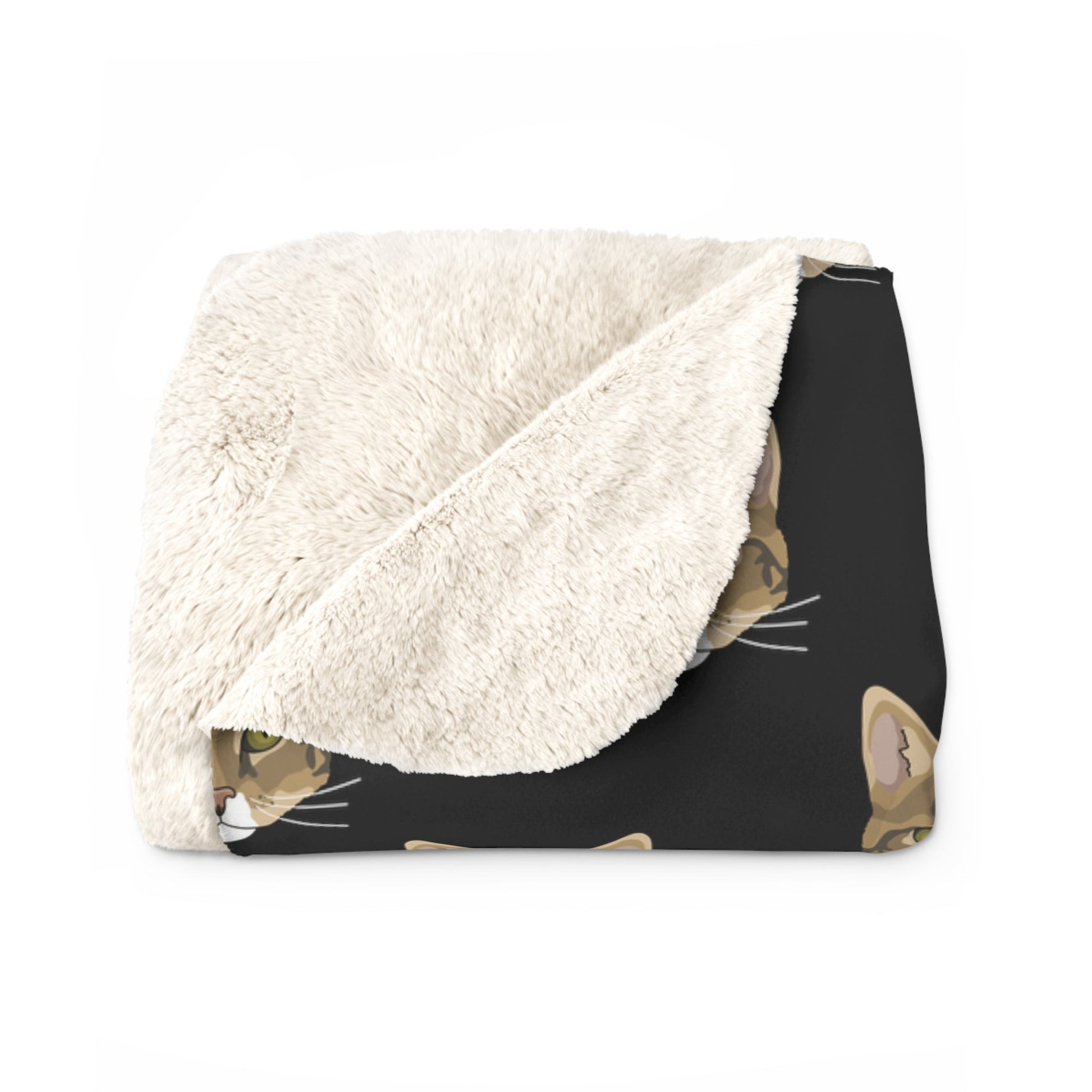 DSH Tabby Faces | Sherpa Fleece Blanket - Detezi Designs-56434901751532469813