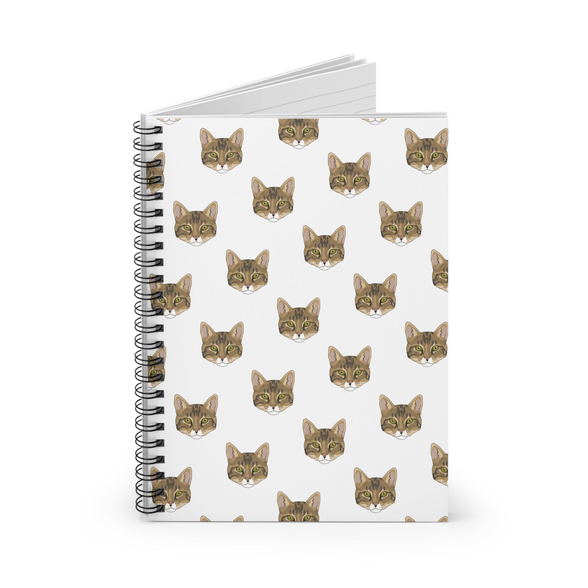 DSH Tabby Faces | Spiral Notebook - Detezi Designs-28520684050353080323