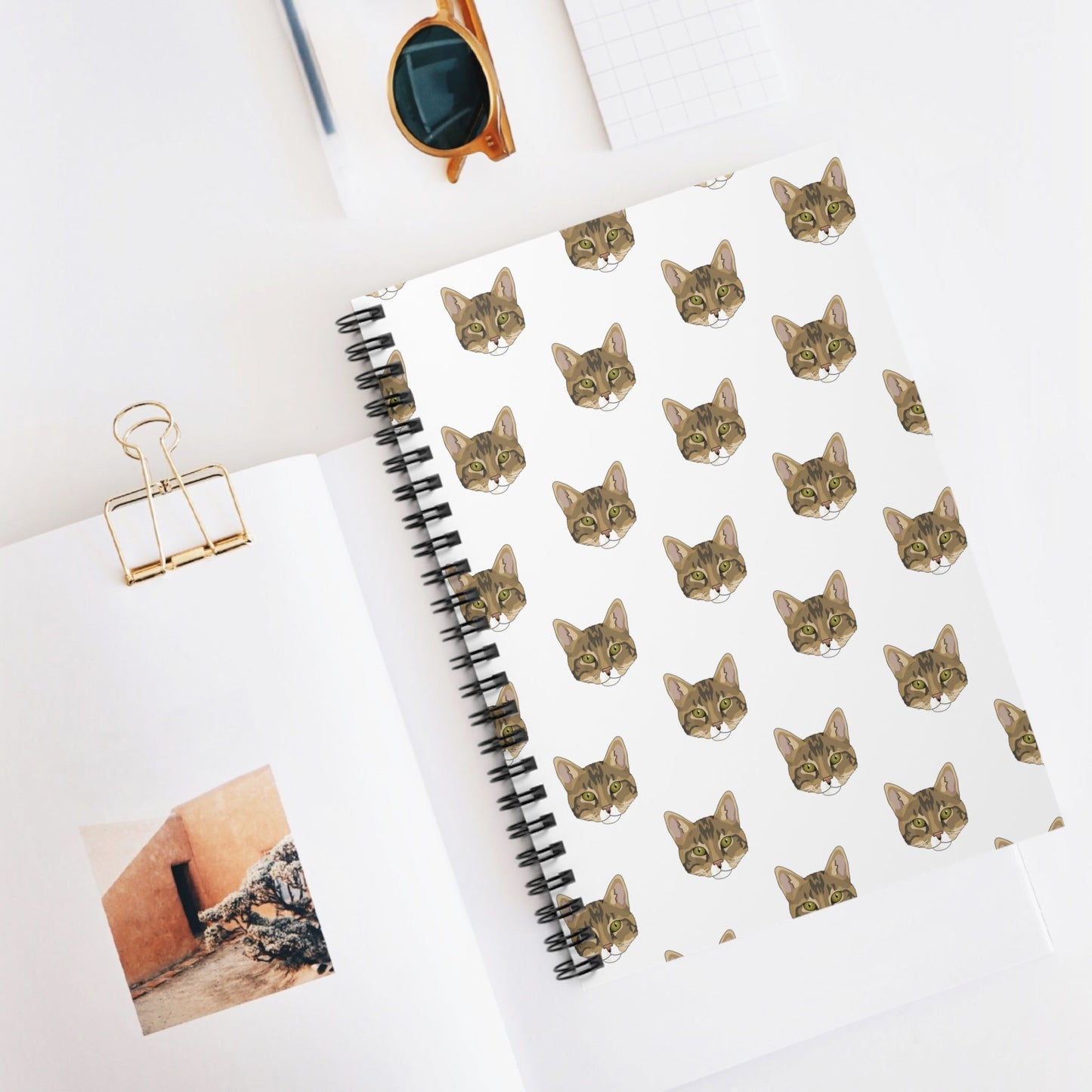 DSH Tabby Faces | Spiral Notebook - Detezi Designs-28520684050353080323