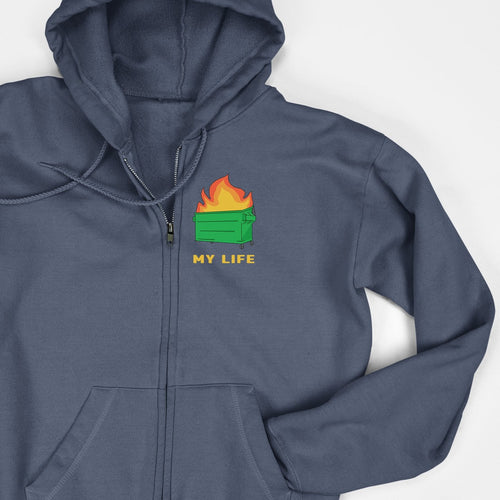 Dumpster Fire | Zip-up Sweatshirt - Detezi Designs-31334751221437530474