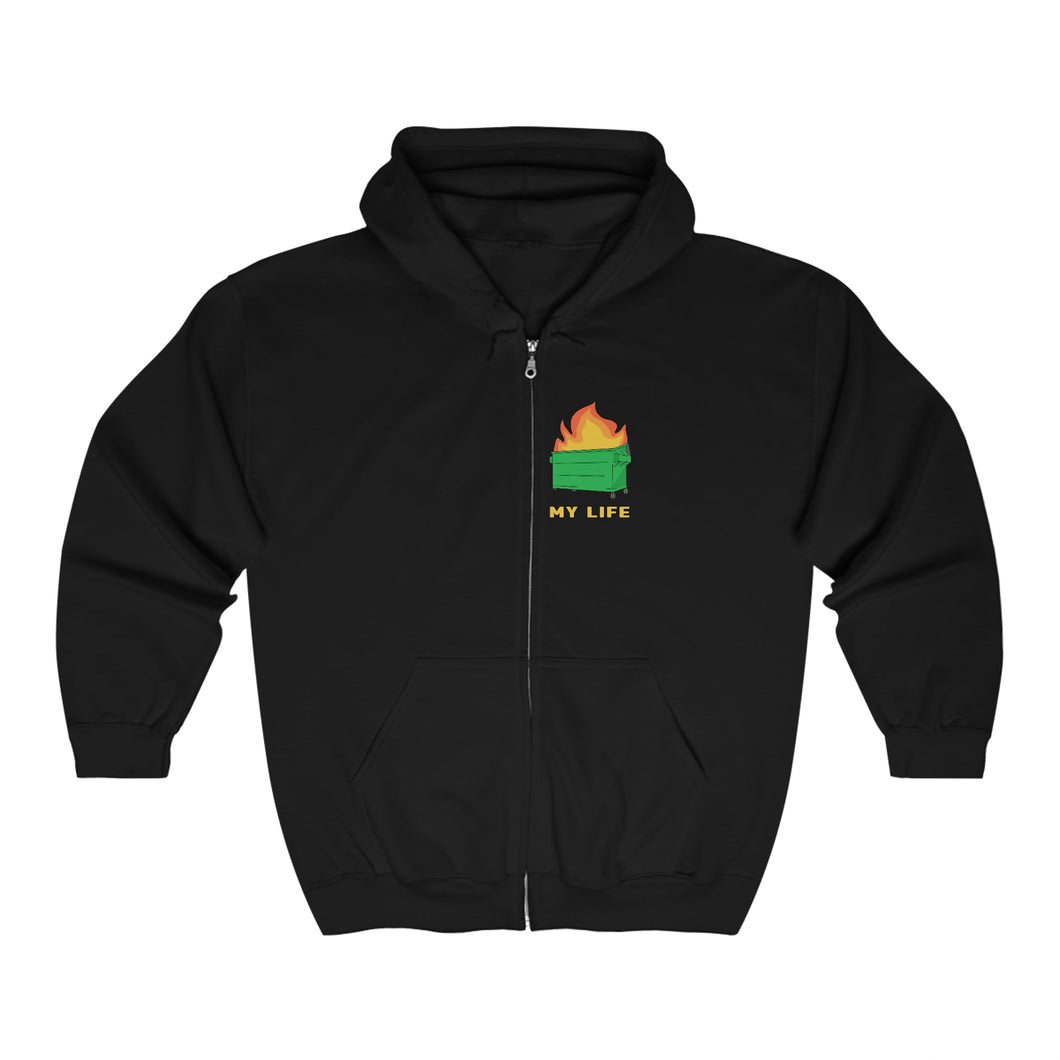 Dumpster Fire | Zip-up Sweatshirt - Detezi Designs-31334751221437530474