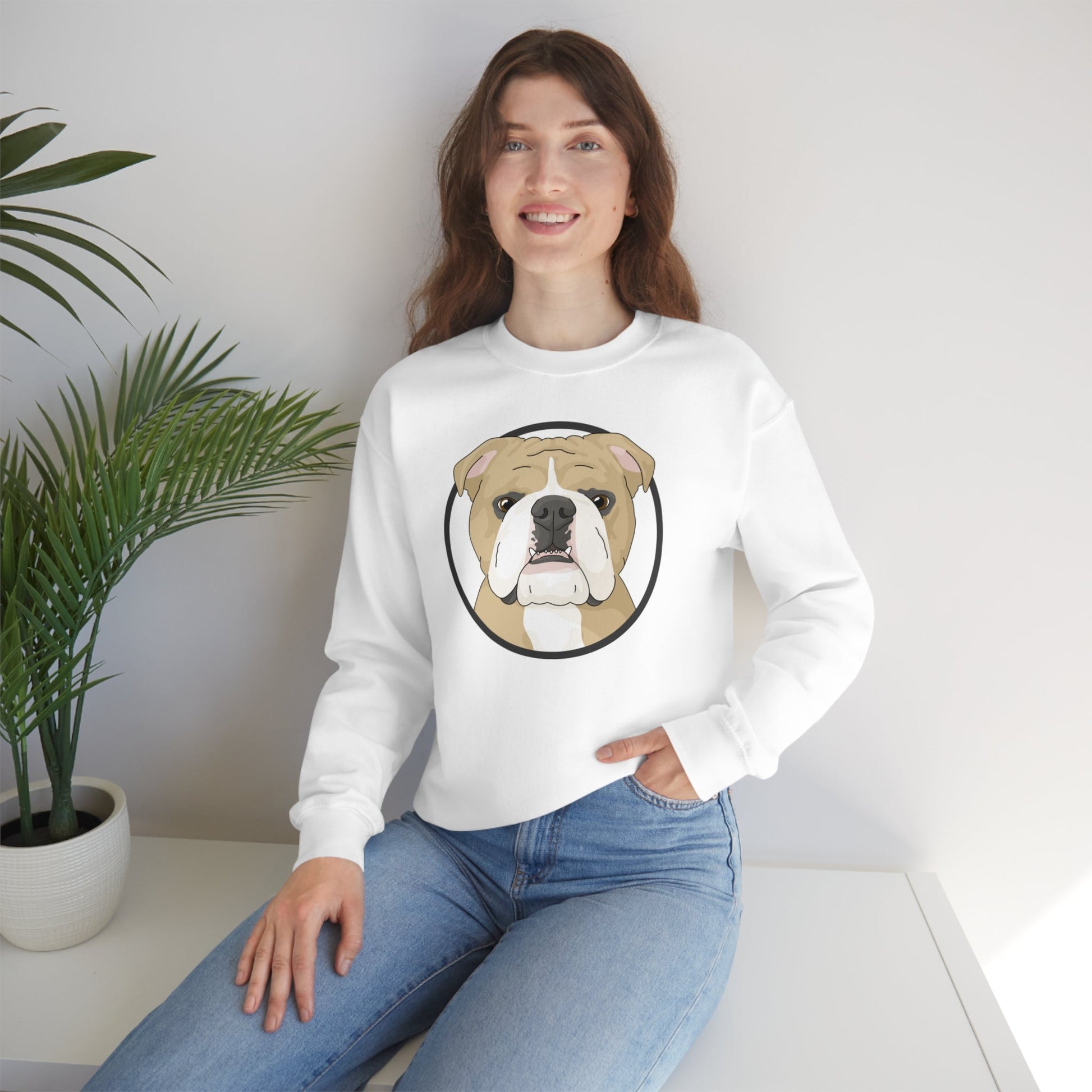 English Bulldog Circle | Crewneck Sweatshirt - Detezi Designs-27179186050487953661