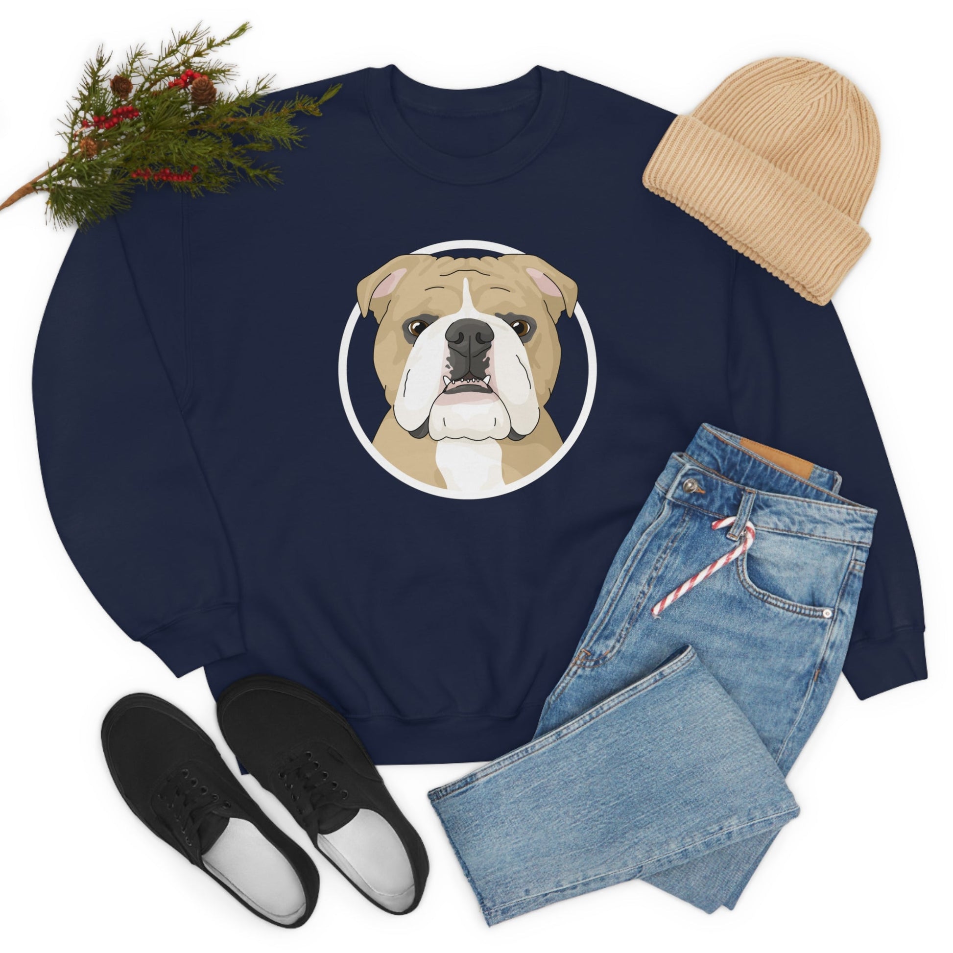 English Bulldog Circle | Crewneck Sweatshirt - Detezi Designs-27179186050487953661