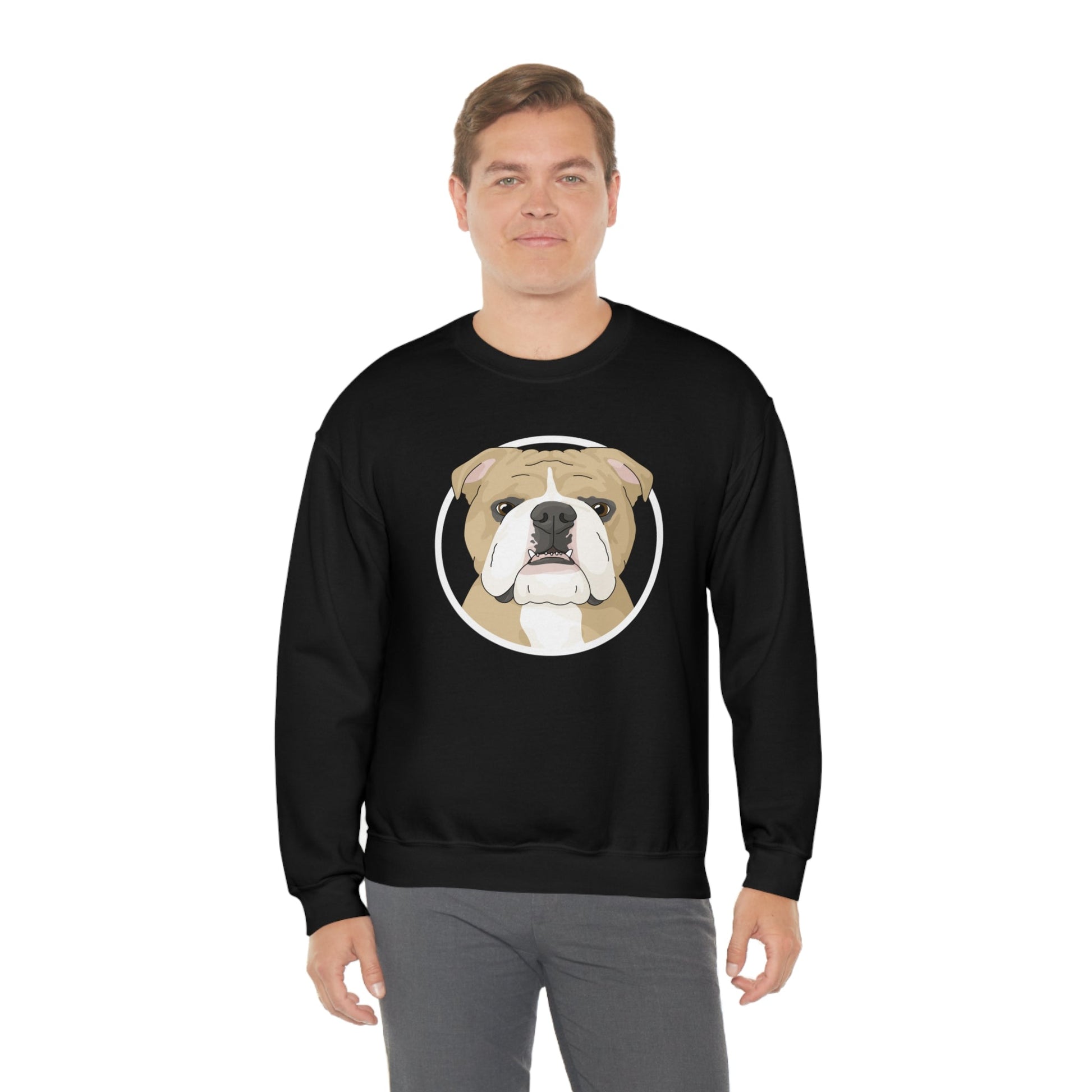 English Bulldog Circle | Crewneck Sweatshirt - Detezi Designs-27179186050487953661