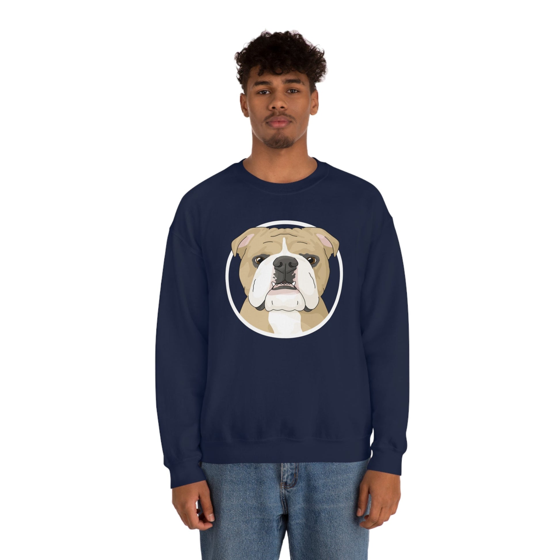 English Bulldog Circle | Crewneck Sweatshirt - Detezi Designs-27179186050487953661