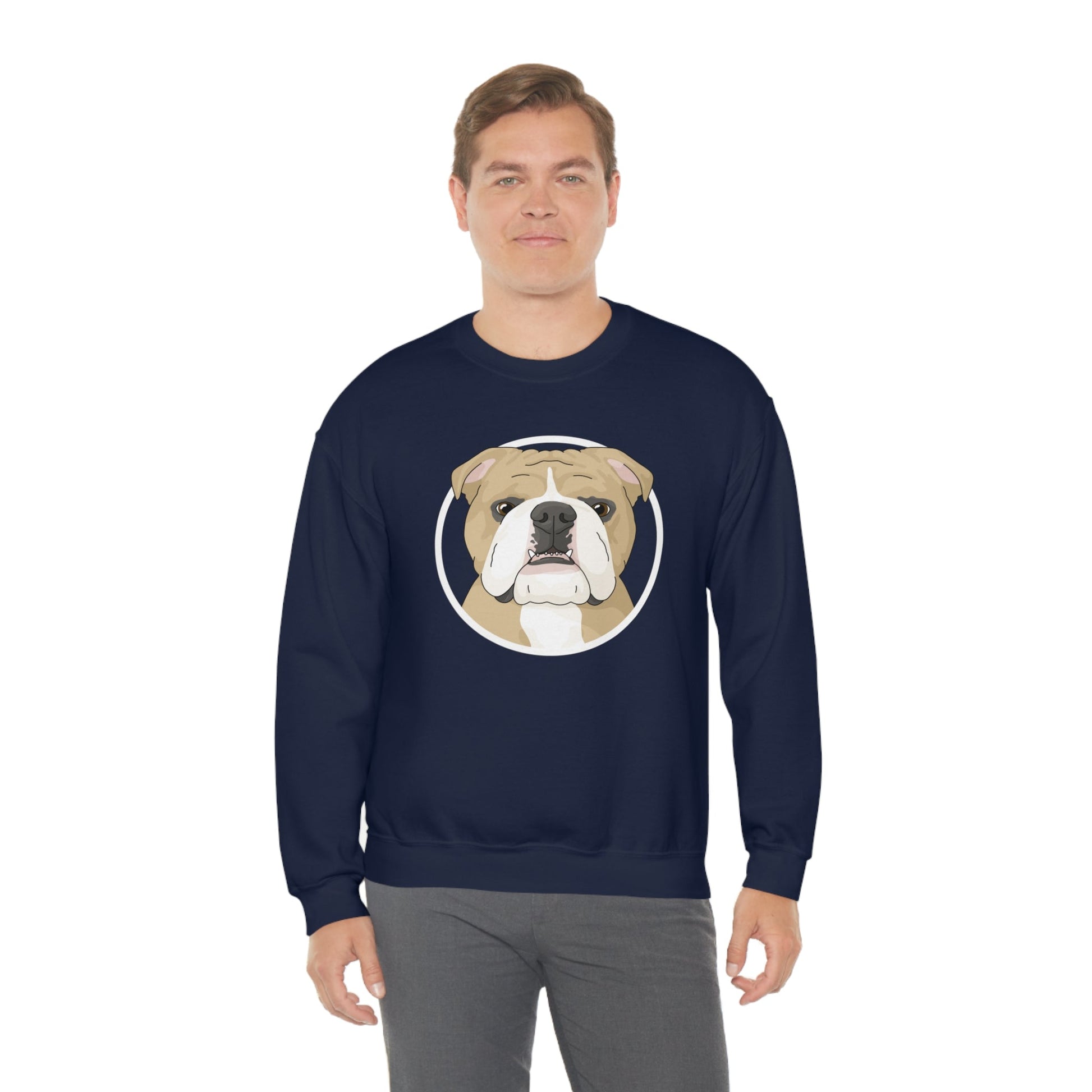 English Bulldog Circle | Crewneck Sweatshirt - Detezi Designs-27179186050487953661