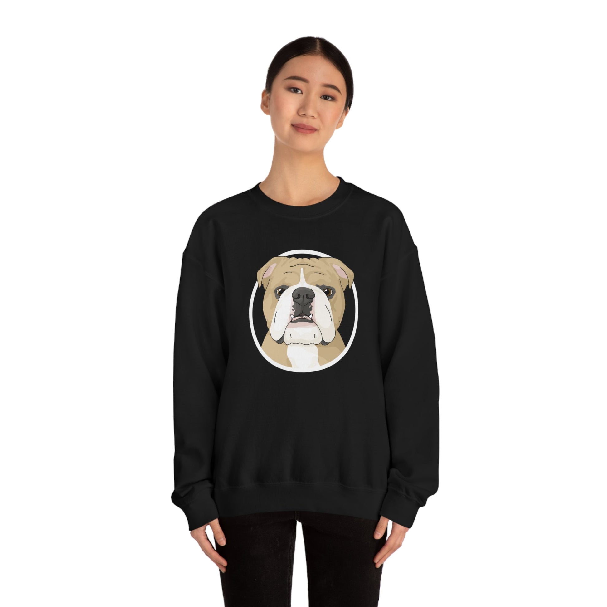 English Bulldog Circle | Crewneck Sweatshirt - Detezi Designs-27179186050487953661