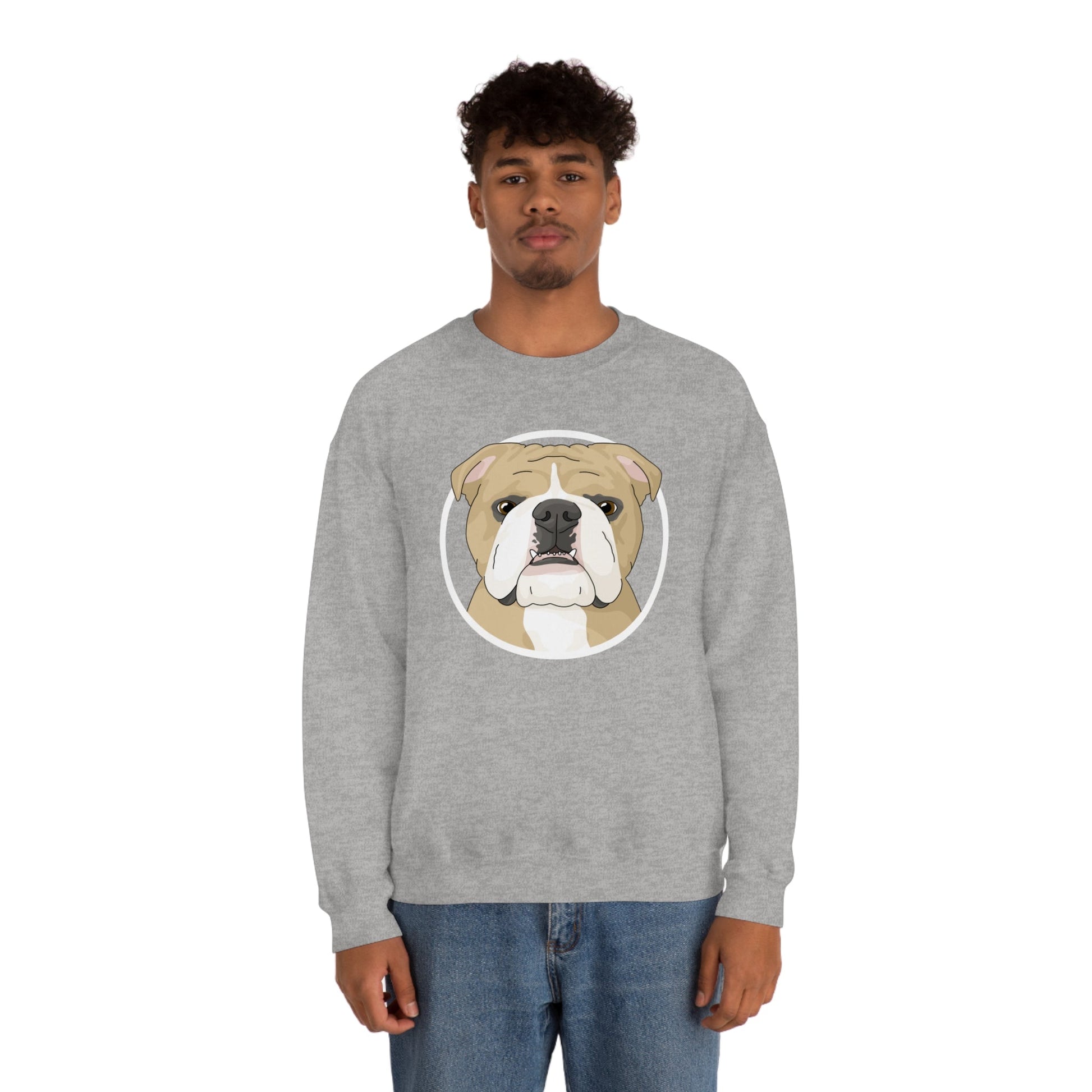 English Bulldog Circle | Crewneck Sweatshirt - Detezi Designs-27179186050487953661