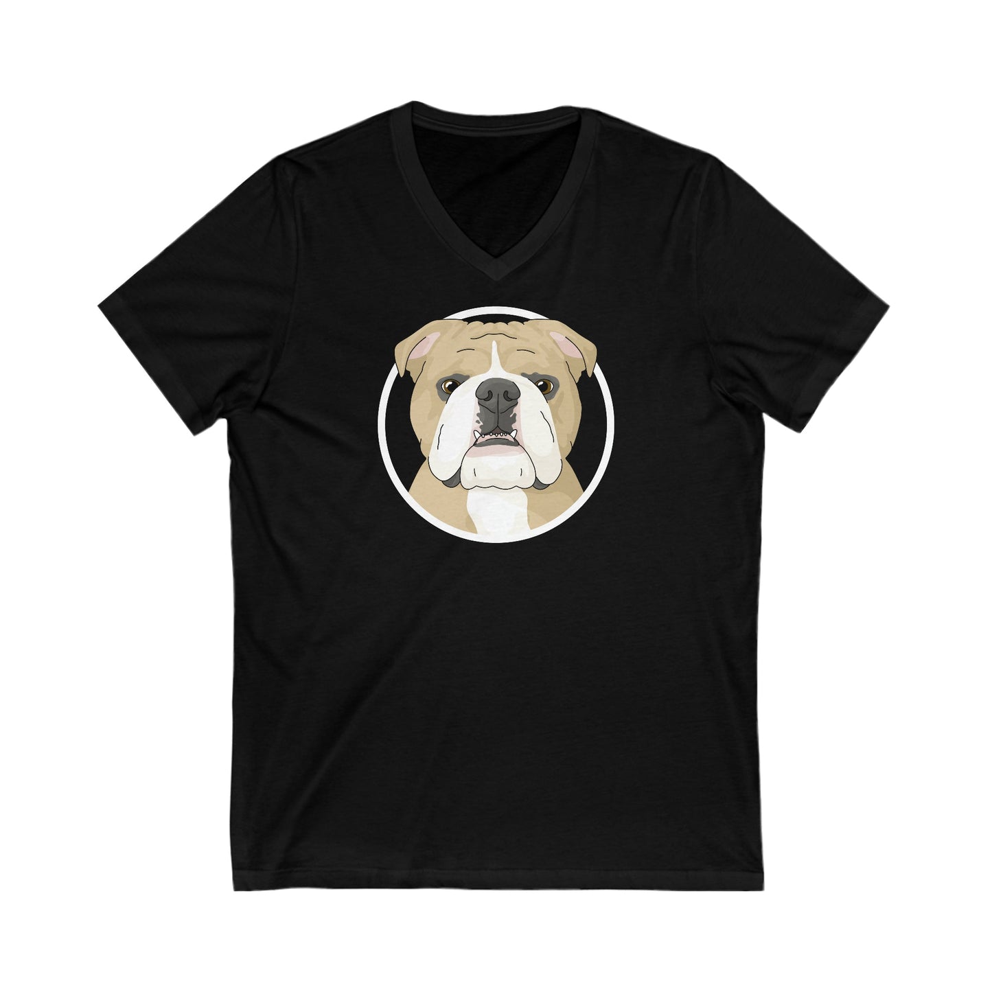 English Bulldog Circle| Unisex V-Neck Tee - Detezi Designs-13980053518884788074