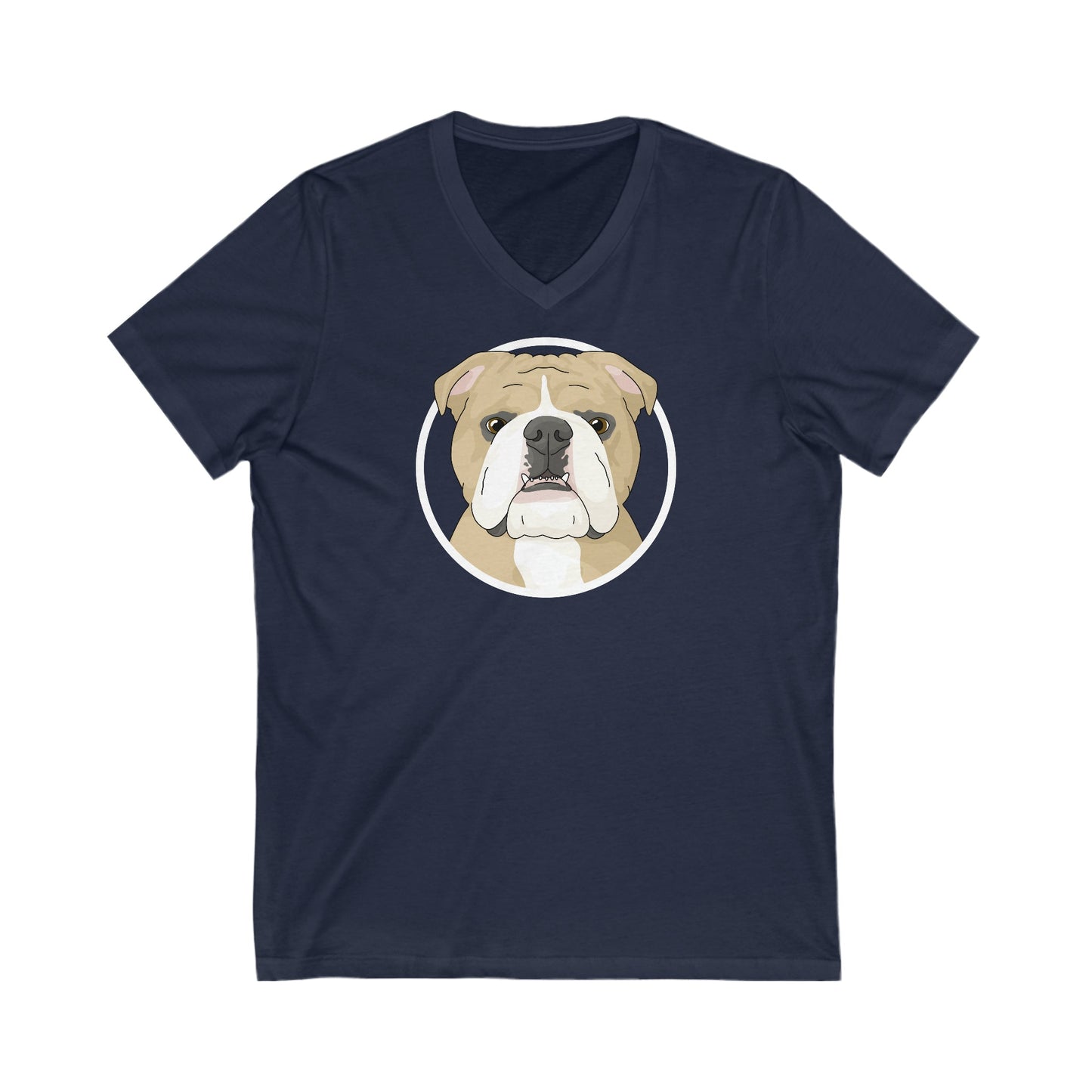 English Bulldog Circle| Unisex V-Neck Tee - Detezi Designs-19289888255897719809