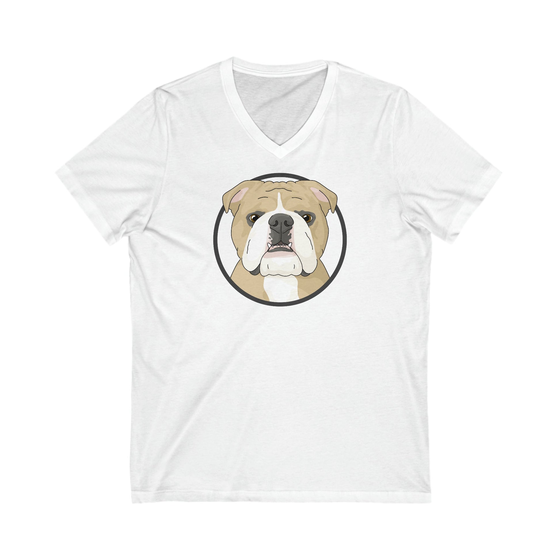 English Bulldog Circle| Unisex V-Neck Tee - Detezi Designs-21002657670640865777