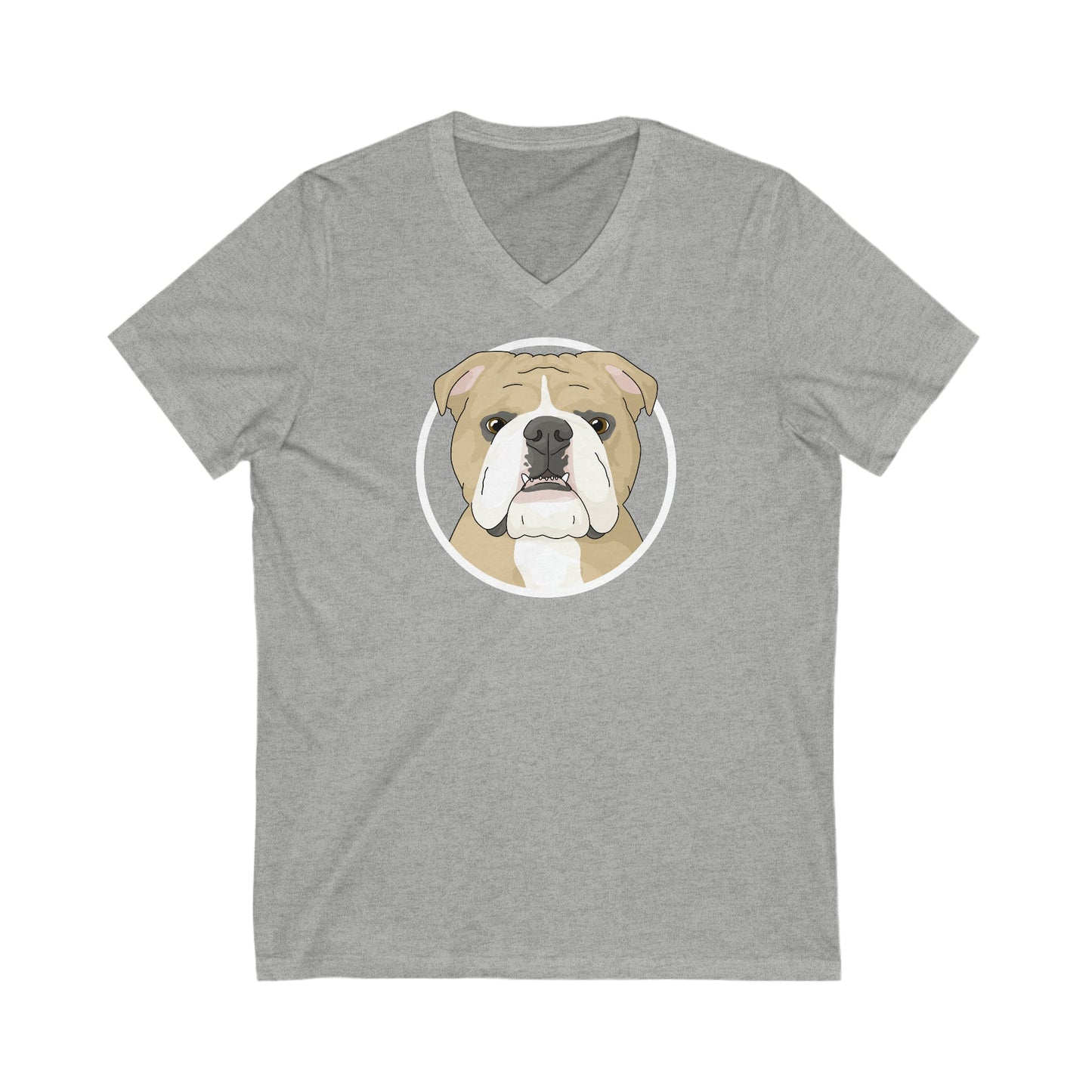 English Bulldog Circle| Unisex V-Neck Tee - Detezi Designs-25194875657796244340