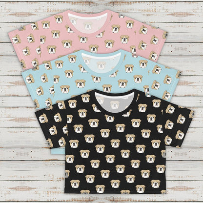 English Bulldog Faces | Crop Tee - Detezi Designs-GR001