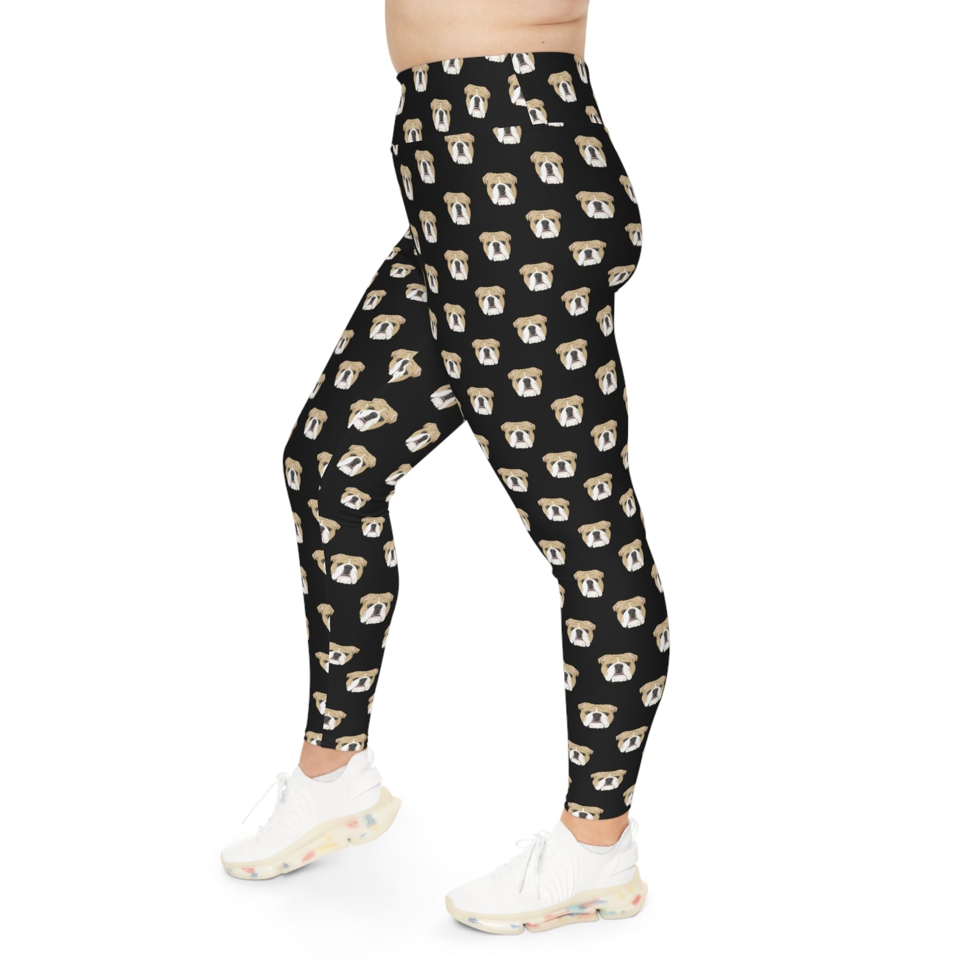 English Bulldog Faces | Leggings - Detezi Designs-26703945387530080402