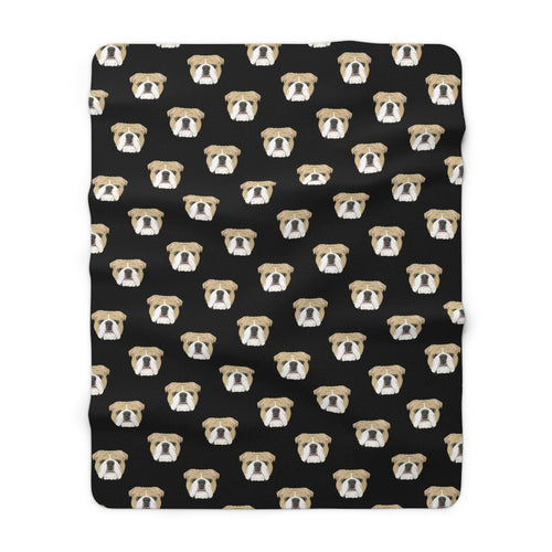 English Bulldog Faces | Sherpa Fleece Blanket - Detezi Designs-26535681354592559473