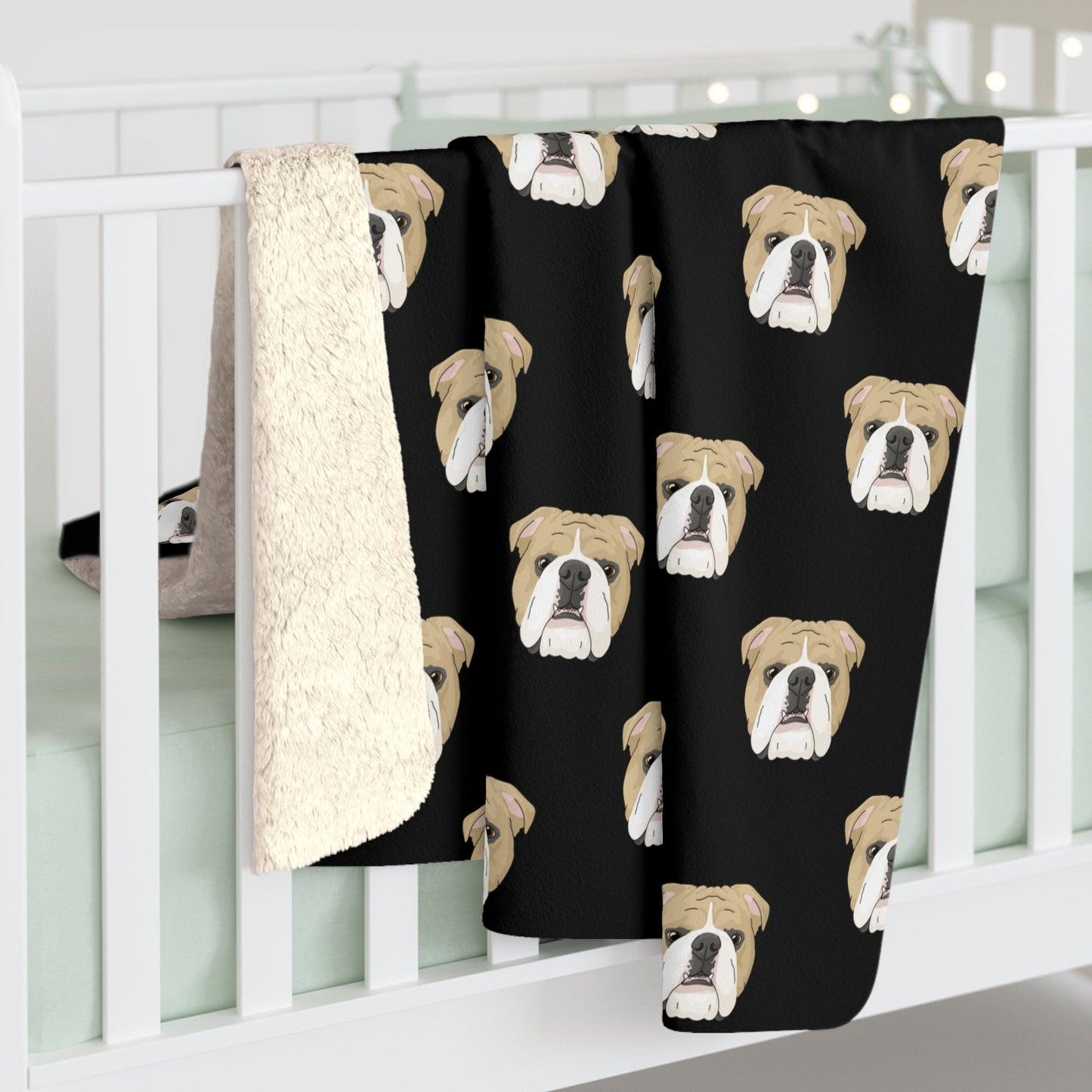 English Bulldog Faces | Sherpa Fleece Blanket - Detezi Designs-61676121109181301234