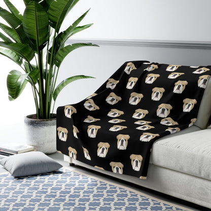 English Bulldog Faces | Sherpa Fleece Blanket - Detezi Designs-61676121109181301234