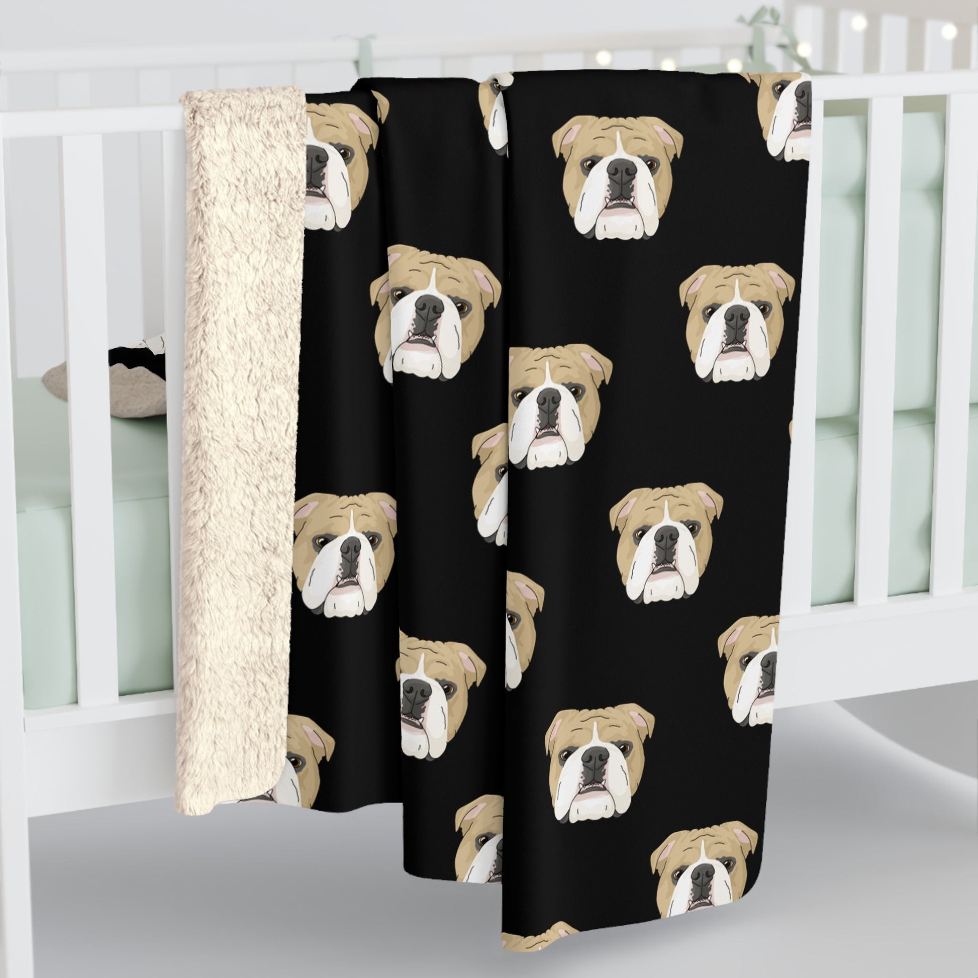 English Bulldog Faces | Sherpa Fleece Blanket - Detezi Designs-61676121109181301234