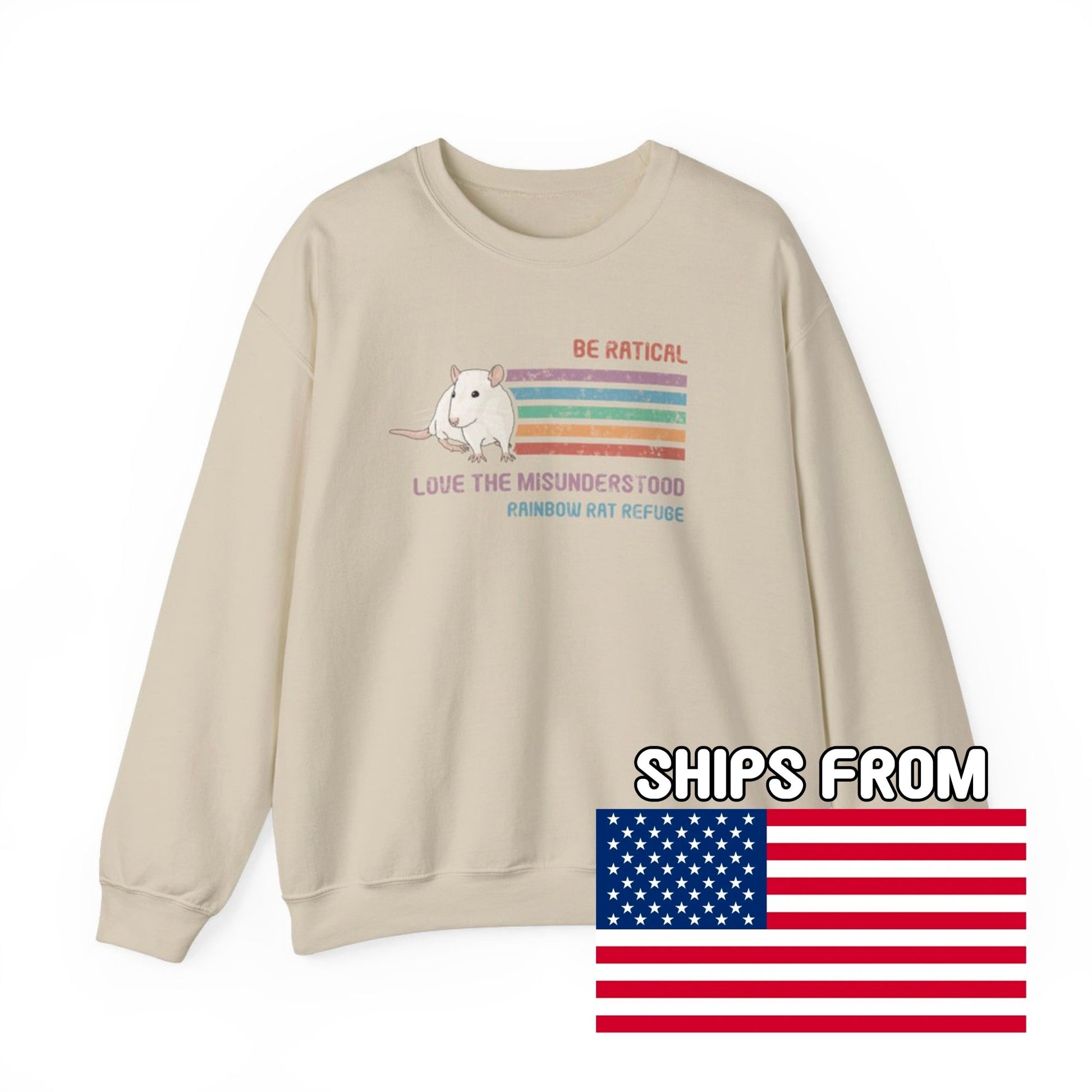 Fish | Rainbow Rat Refuge | FUNDRAISER | **AMERICAN PRINTER** | Crewneck Sweatshirt - Detezi Designs-29999610685234018395