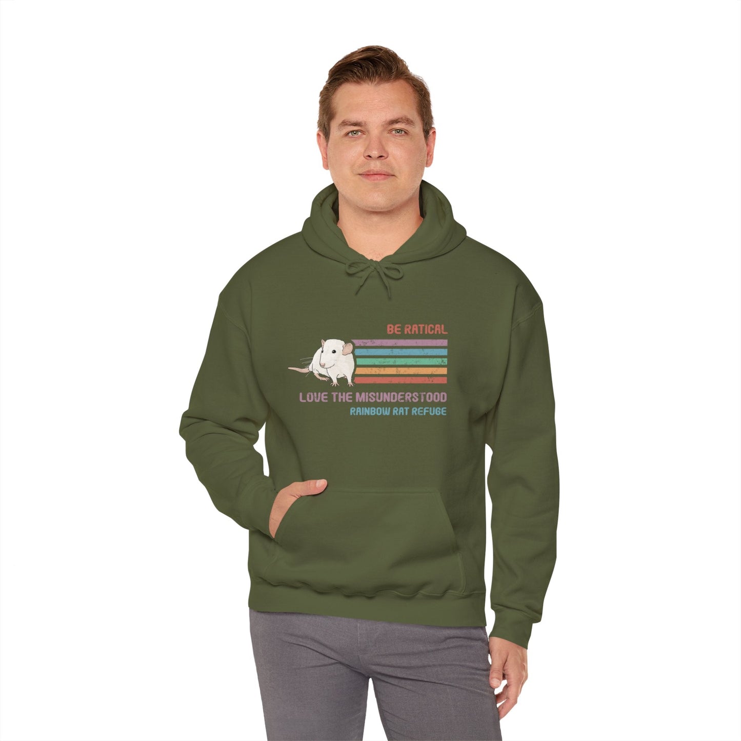 Fish | Rainbow Rat Refuge | FUNDRAISER | **AMERICAN PRINTER** | Hooded Sweatshirt - Detezi Designs-31333564767371381197