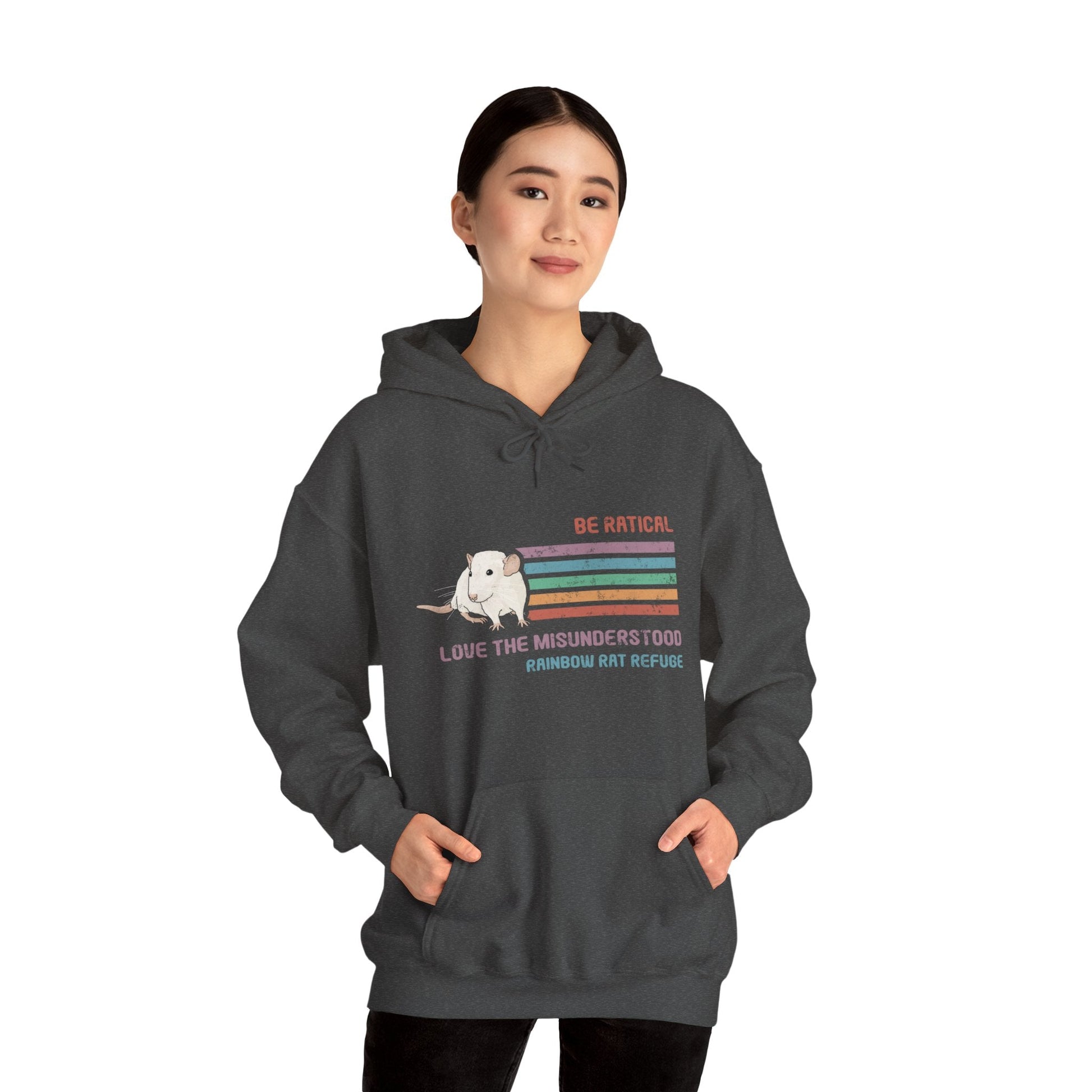 Fish | Rainbow Rat Refuge | FUNDRAISER | **AMERICAN PRINTER** | Hooded Sweatshirt - Detezi Designs-31333564767371381197