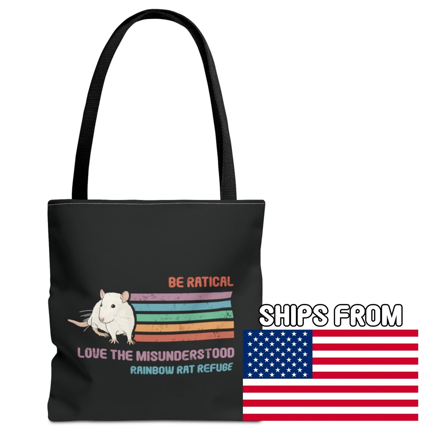 Fish | Rainbow Rat Refuge | FUNDRAISER | **AMERICAN PRINTER** | Tote Bag - Detezi Designs-26207930589289628401