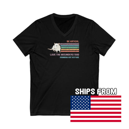 Fish | Rainbow Rat Refuge | FUNDRAISER | **AMERICAN PRINTER** | Unisex V-Neck Tee - Detezi Designs-16194448275487443221