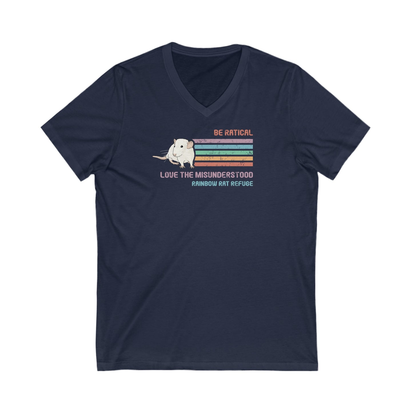 Fish | Rainbow Rat Refuge | FUNDRAISER | **AMERICAN PRINTER** | Unisex V-Neck Tee - Detezi Designs-55868272564365398541