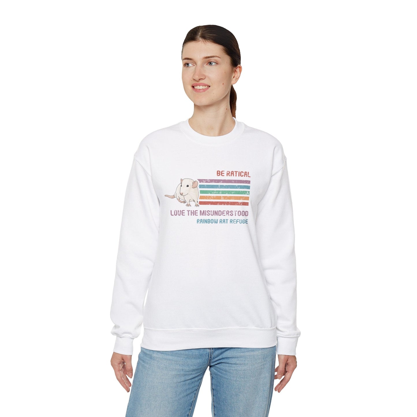 Fish | Rainbow Rat Refuge | FUNDRAISER | **CANADIAN PRINTER** | Crewneck Sweatshirt - Detezi Designs-26442221356221716026