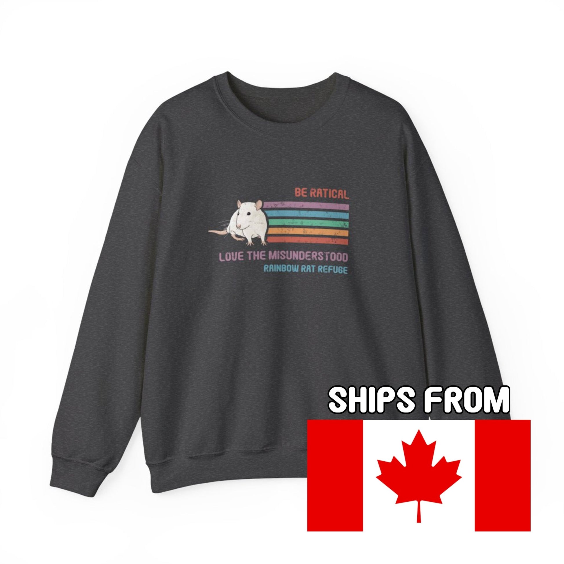 Fish | Rainbow Rat Refuge | FUNDRAISER | **CANADIAN PRINTER** | Crewneck Sweatshirt - Detezi Designs-62270135518512594562