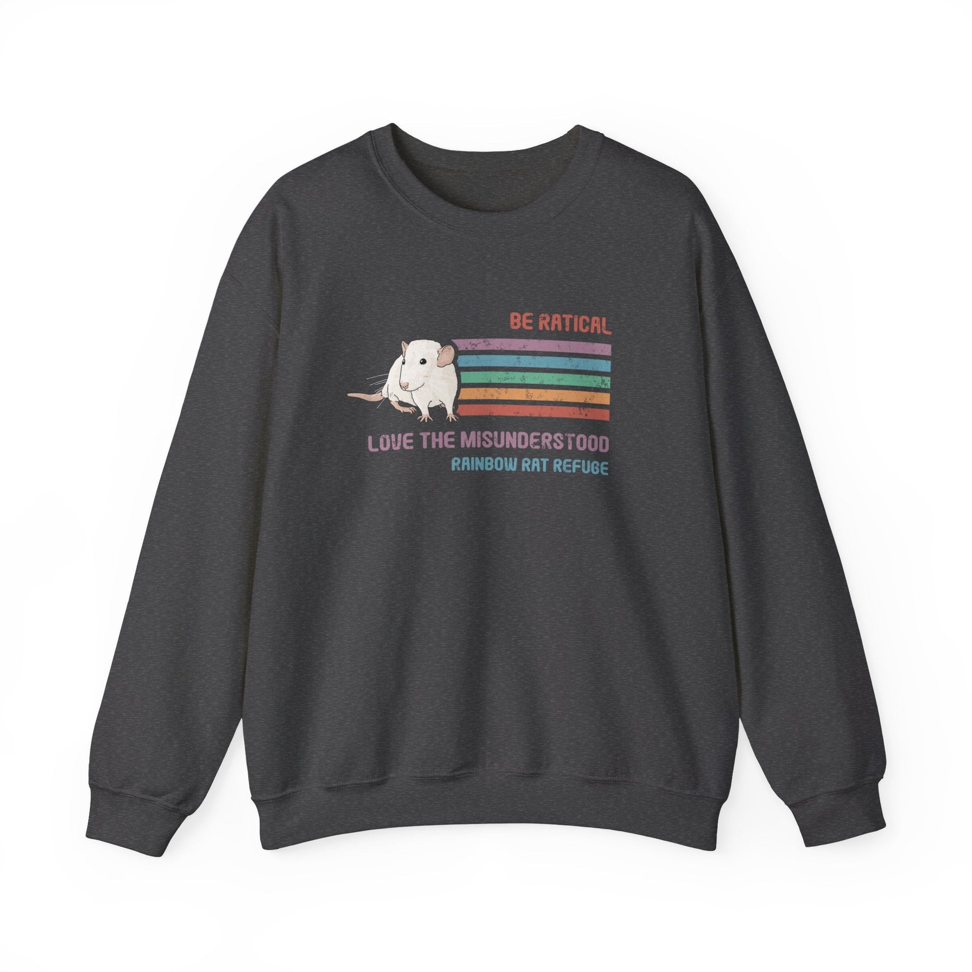 Fish | Rainbow Rat Refuge | FUNDRAISER | **CANADIAN PRINTER** | Crewneck Sweatshirt - Detezi Designs-62270135518512594562