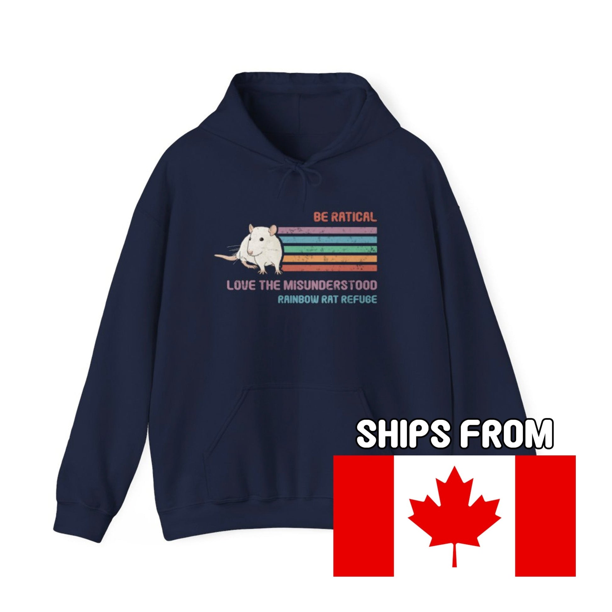 Fish | Rainbow Rat Refuge | FUNDRAISER | **CANADIAN PRINTER** | Hooded Sweatshirt - Detezi Designs-24988699099736016243