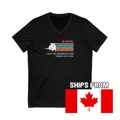 Fish | Rainbow Rat Refuge | FUNDRAISER | **CANADIAN PRINTER** | Unisex V-Neck Tee - Detezi Designs-14228013650299073360