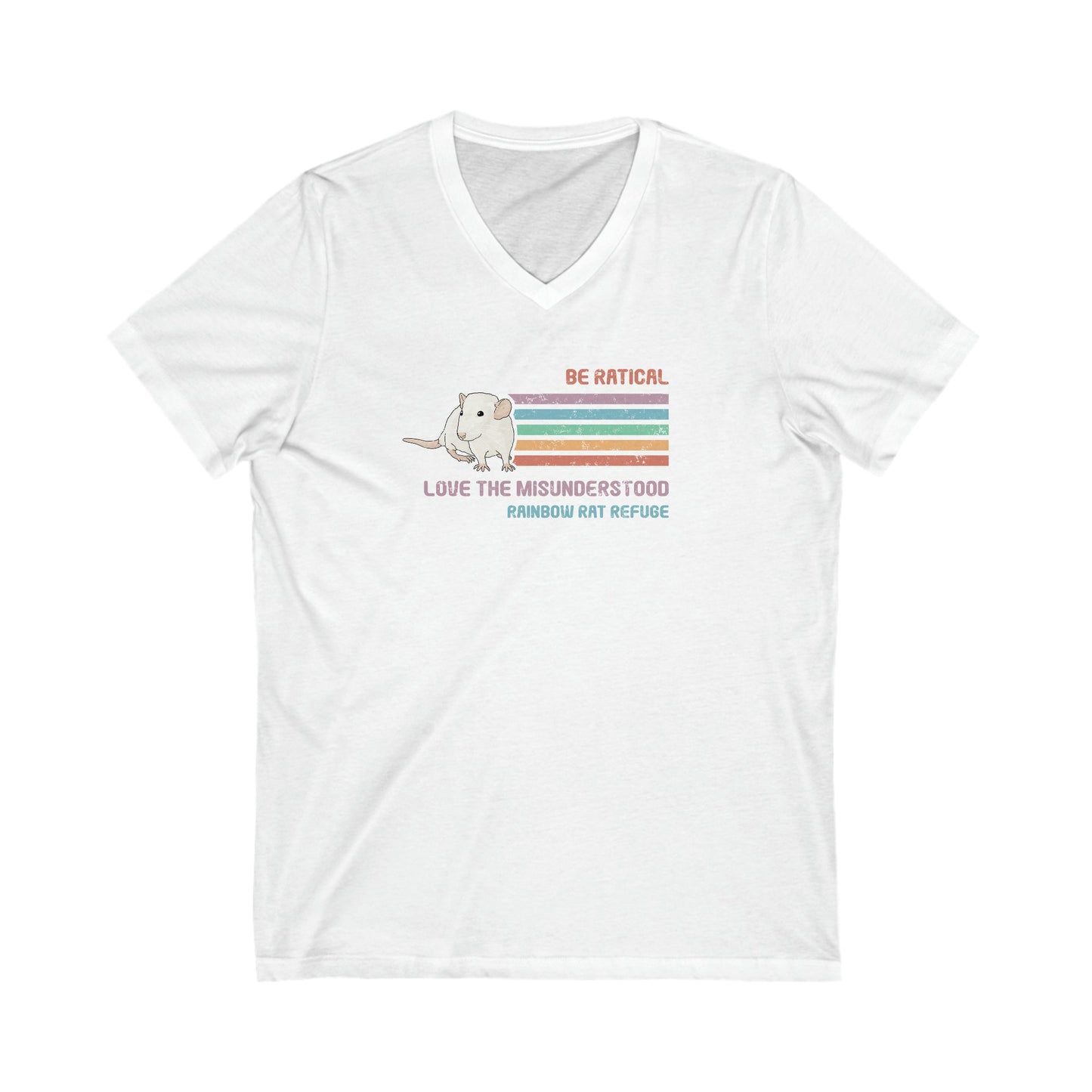 Fish | Rainbow Rat Refuge | FUNDRAISER | **CANADIAN PRINTER** | Unisex V-Neck Tee - Detezi Designs-74228936848854258577