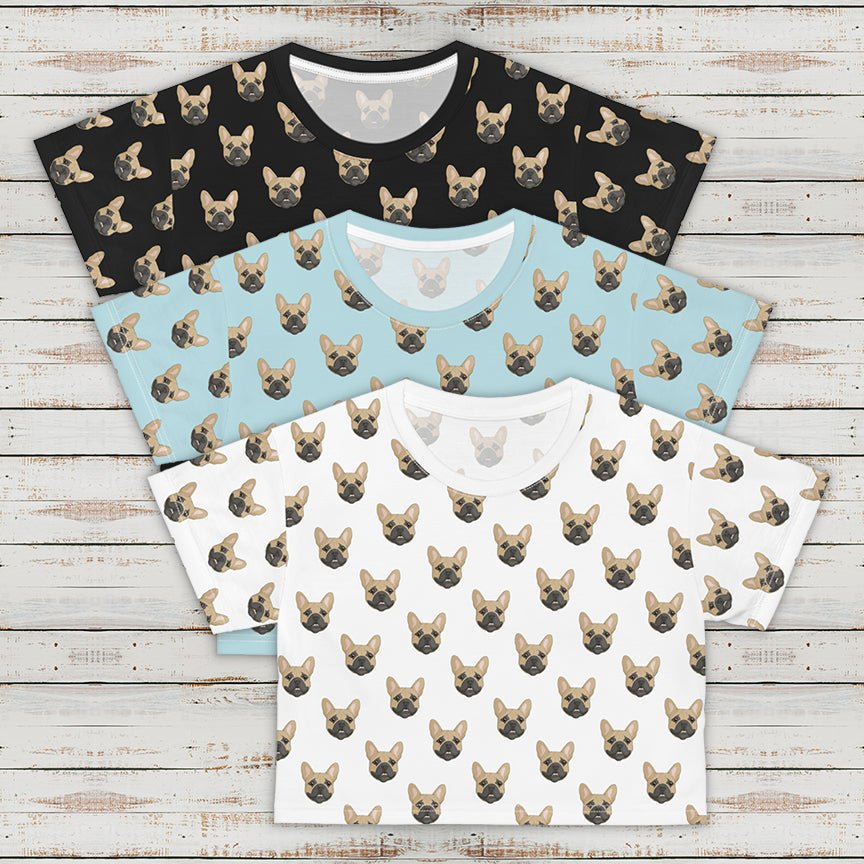 French Bulldog Faces | Crop Tee - Detezi Designs-GR001