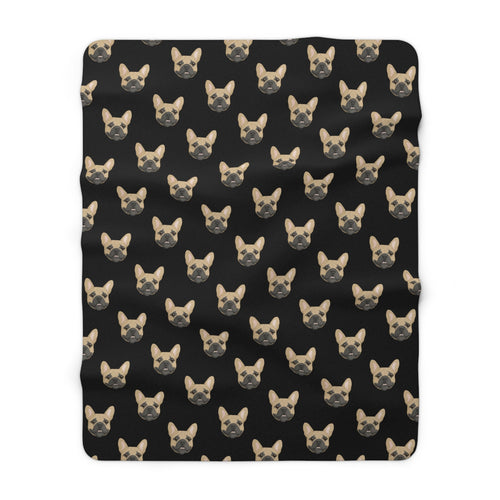 French Bulldog Faces | Sherpa Fleece Blanket - Detezi Designs-27086978486735956302