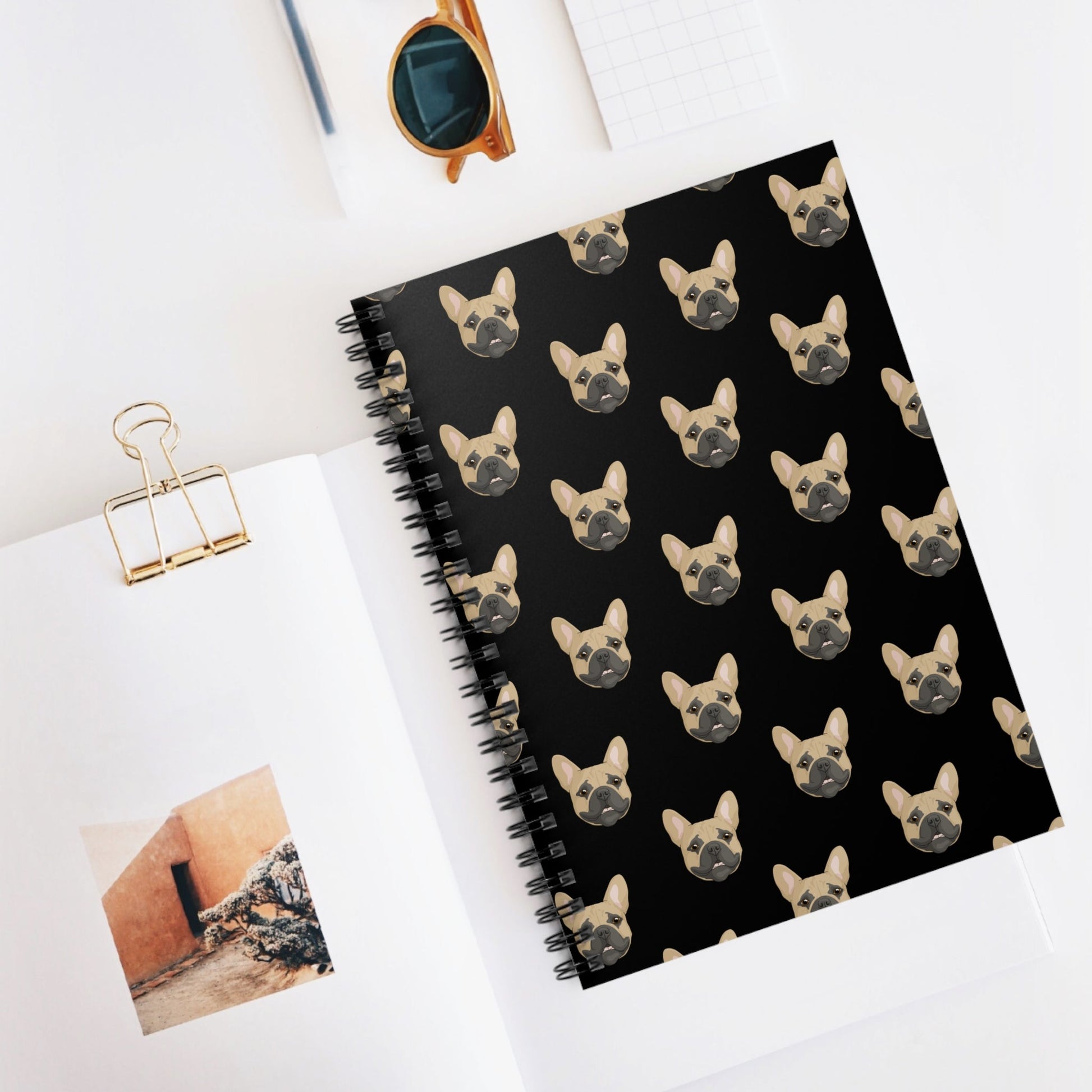 French Bulldog Faces | Spiral Notebook - Detezi Designs-16992163152207433254