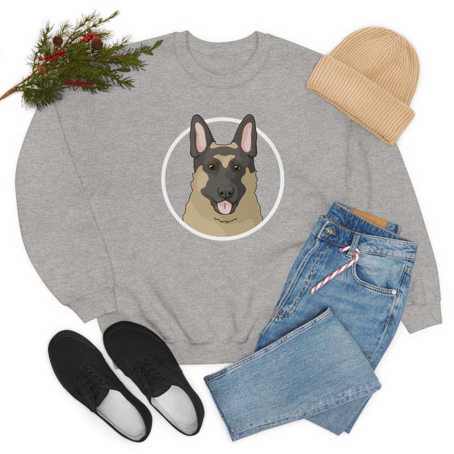 German Shepherd Circle | Crewneck Sweatshirt - Detezi Designs-20871795823181295380