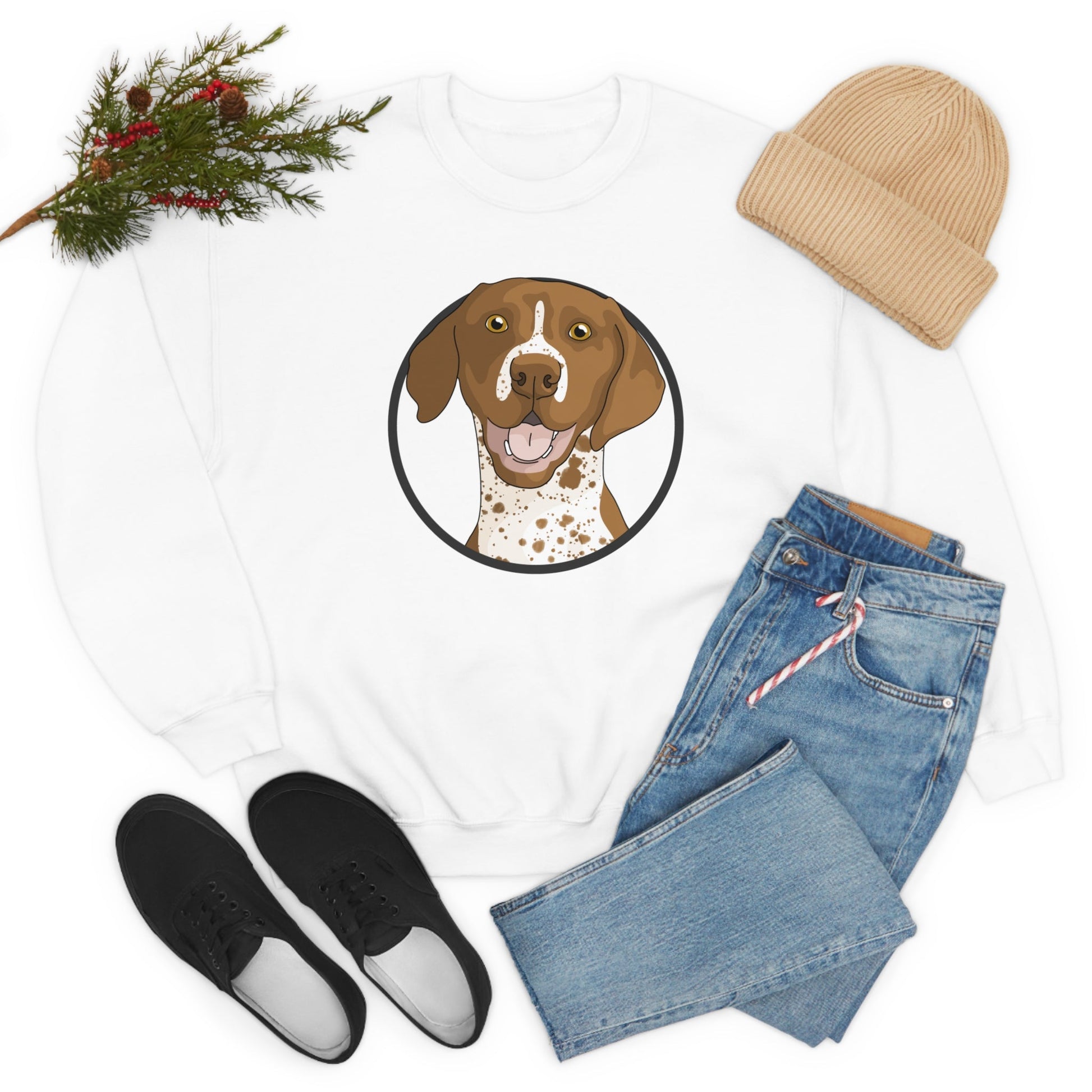 German Shorthair Pointer Circle | Crewneck Sweatshirt - Detezi Designs-22649240246091349867