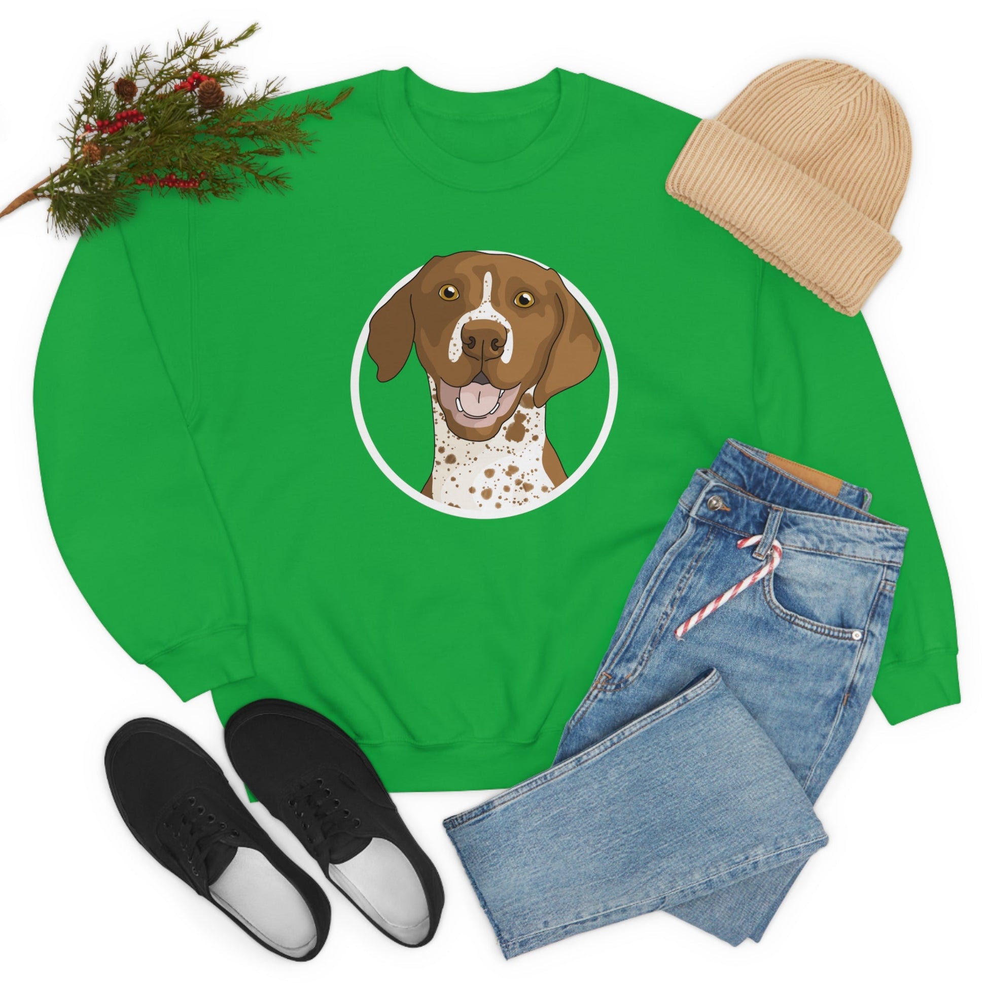 German Shorthair Pointer Circle | Crewneck Sweatshirt - Detezi Designs-22649240246091349867