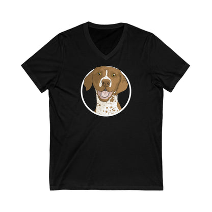 German Shorthair Pointer Circle | Unisex V-Neck Tee - Detezi Designs-12987254642721383257