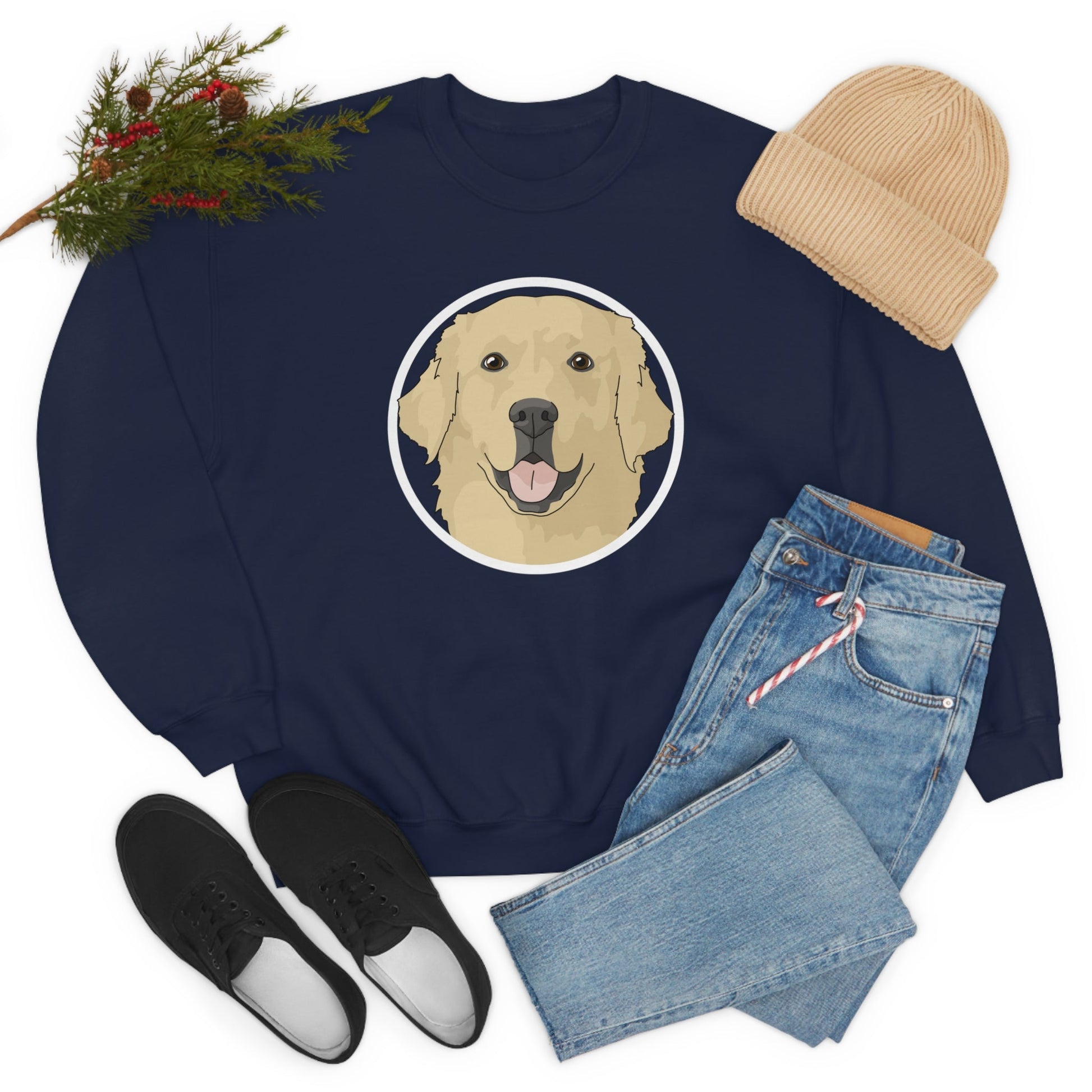 Golden Retriever Circle | Crewneck Sweatshirt - Detezi Designs-27163665157326450684