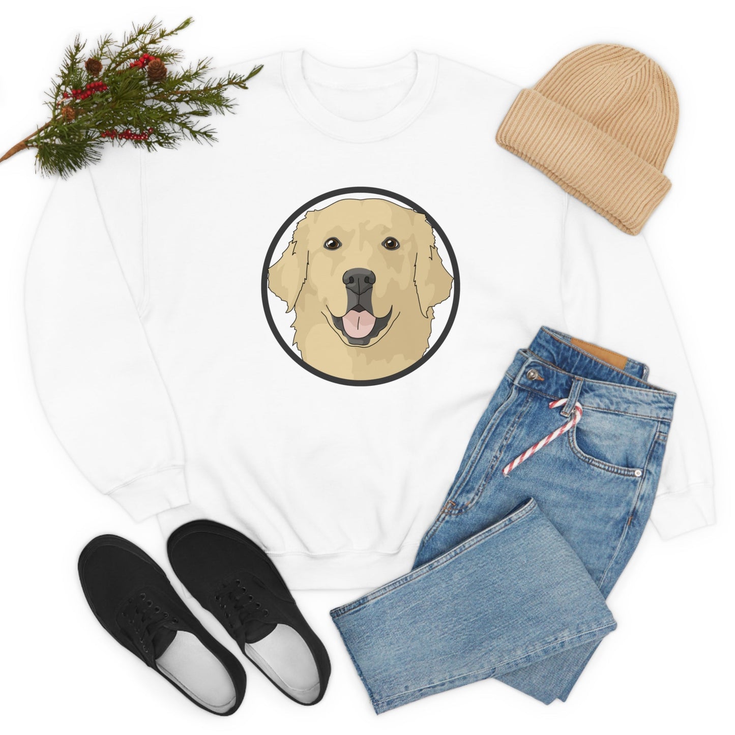 Golden Retriever Circle | Crewneck Sweatshirt - Detezi Designs-27163665157326450684