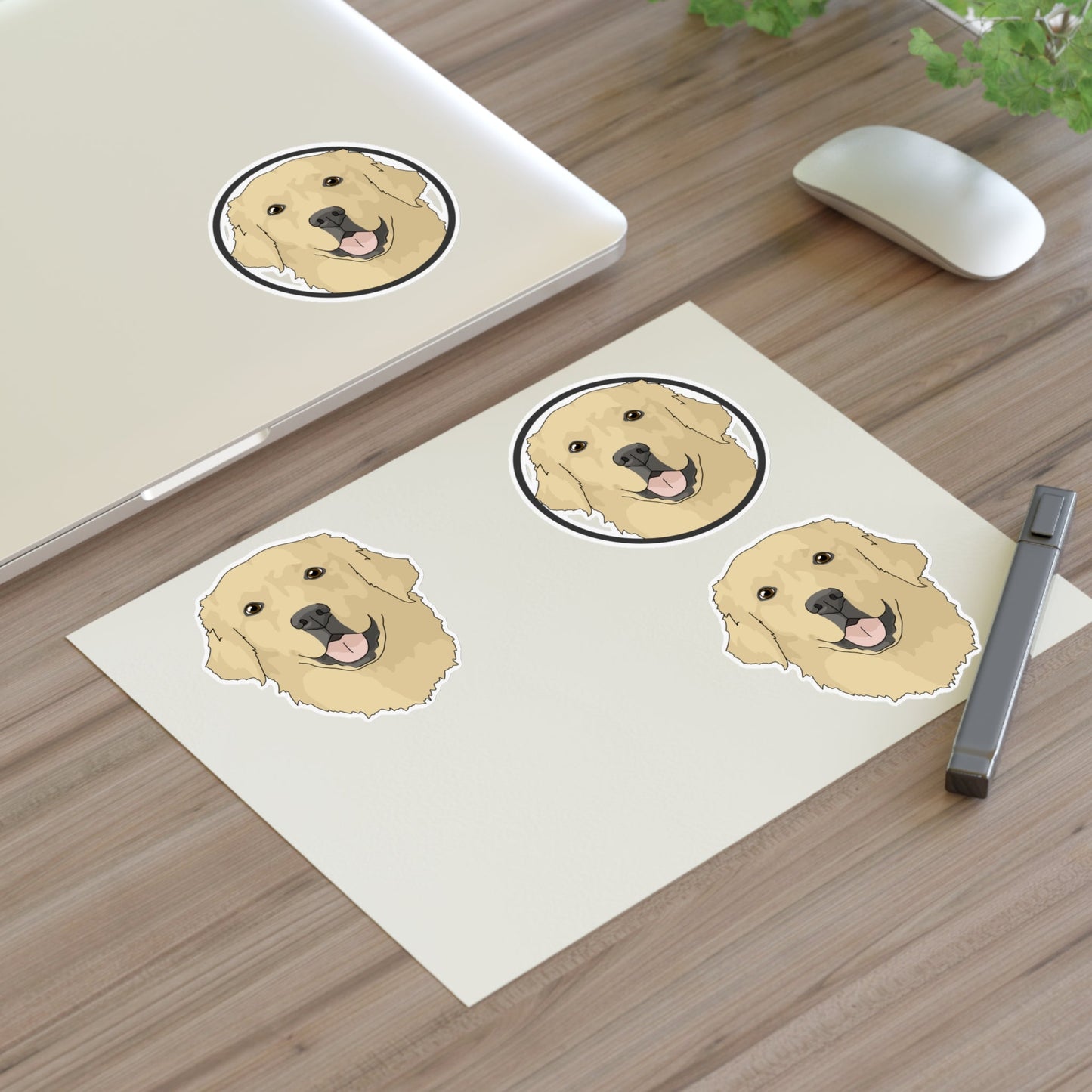 Golden Retriever Circle | Sticker Sheet - Detezi Designs-28476520140861722804