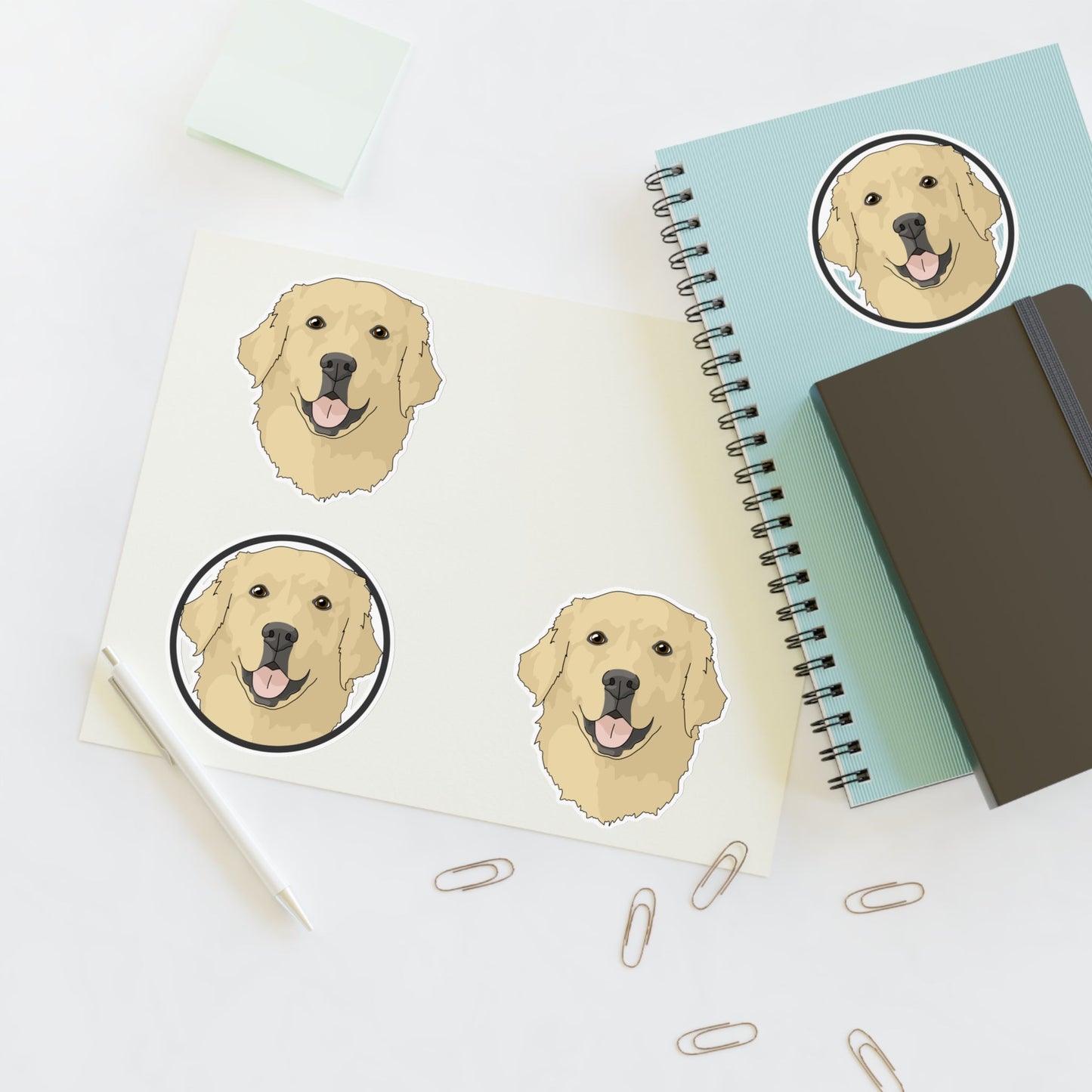 Golden Retriever Circle | Sticker Sheet - Detezi Designs-28476520140861722804