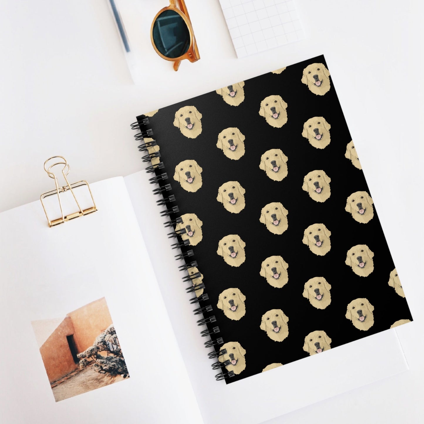 Golden Retriever Faces | Spiral Notebook - Detezi Designs-28414720836612644817