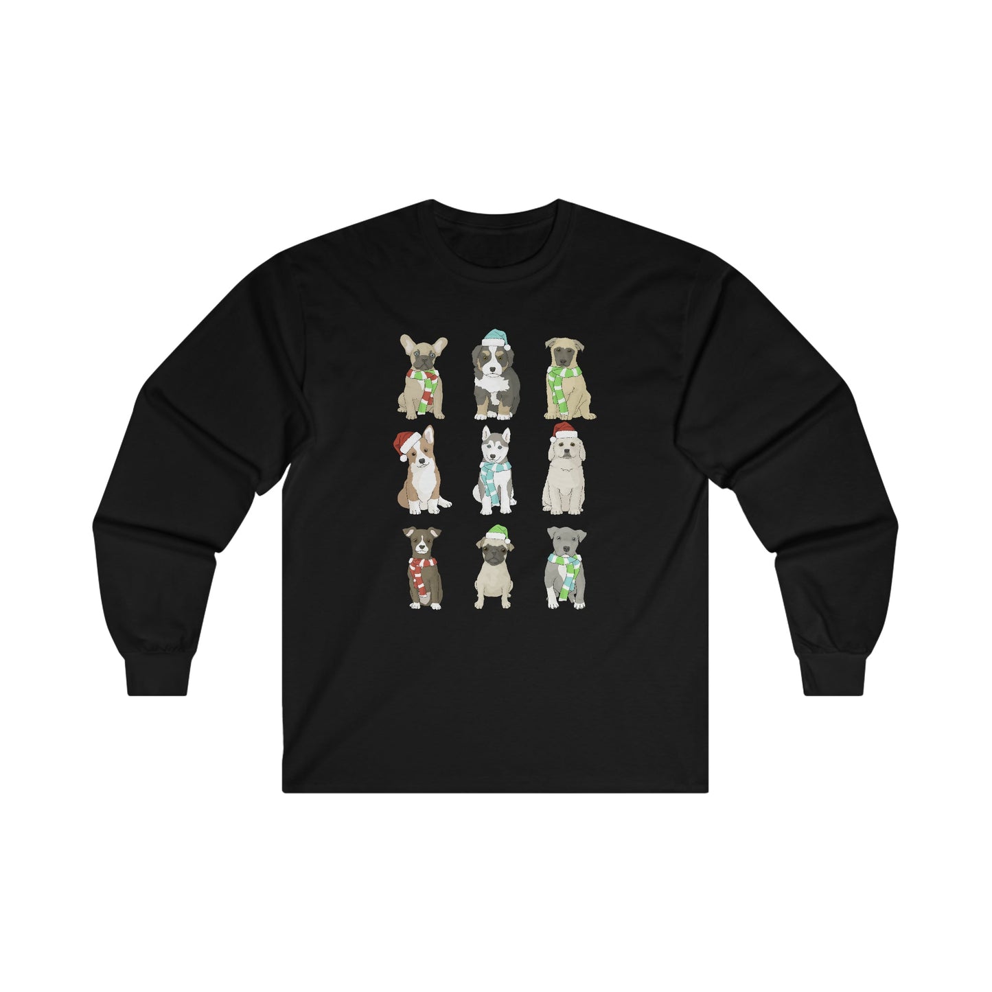 Holiday Puppies | Long Sleeve Tee - Detezi Designs-20574522593791218876