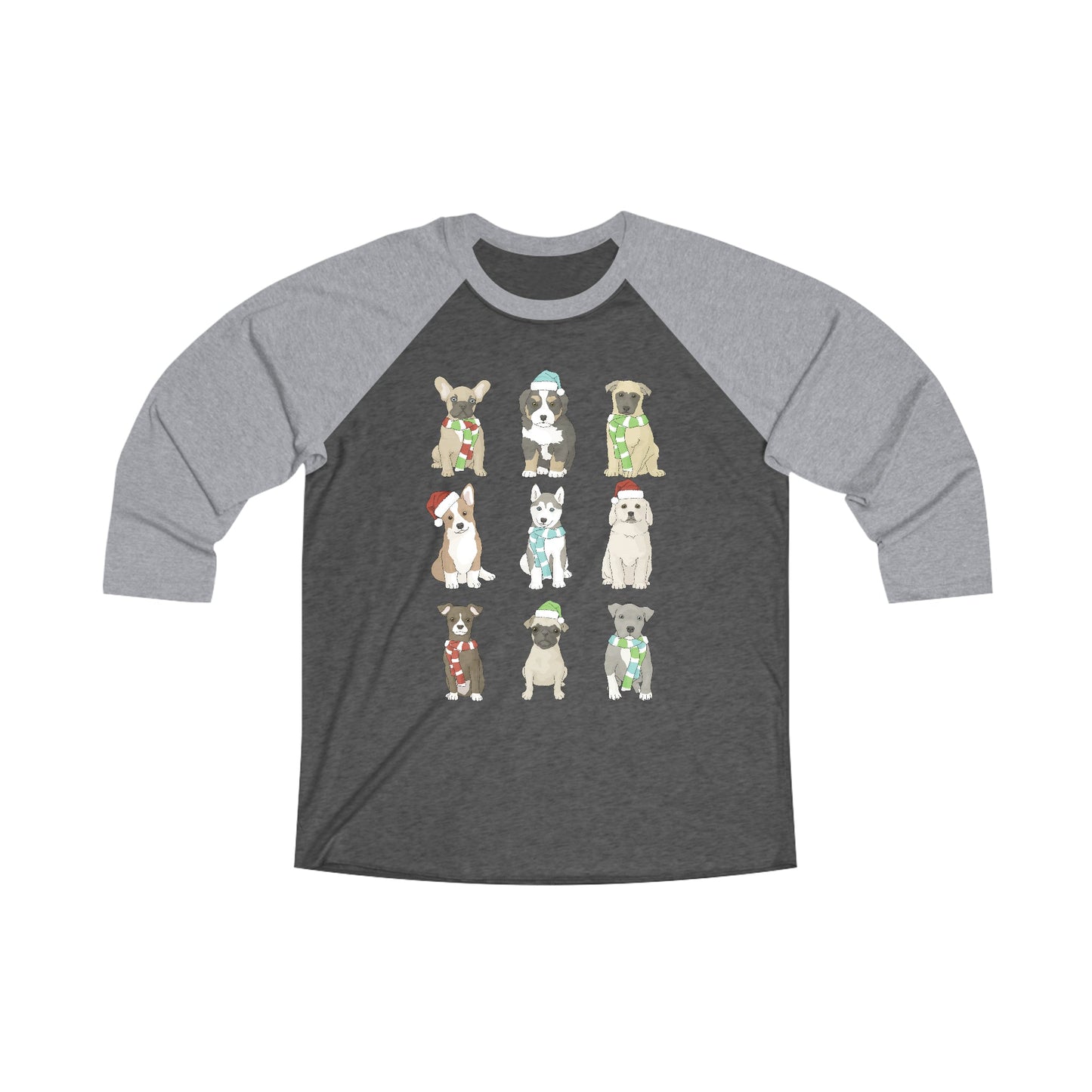 Holiday Puppies | Unisex 3\4 Sleeve Tee - Detezi Designs-19765297708786450169