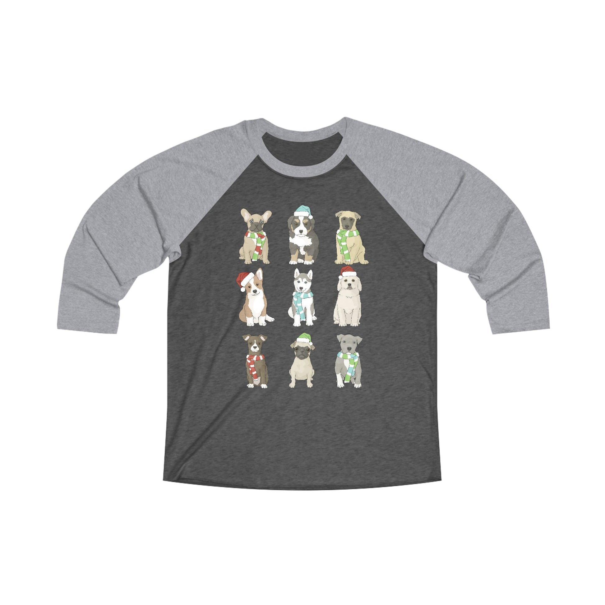 Holiday Puppies | Unisex 3\4 Sleeve Tee - Detezi Designs-19765297708786450169