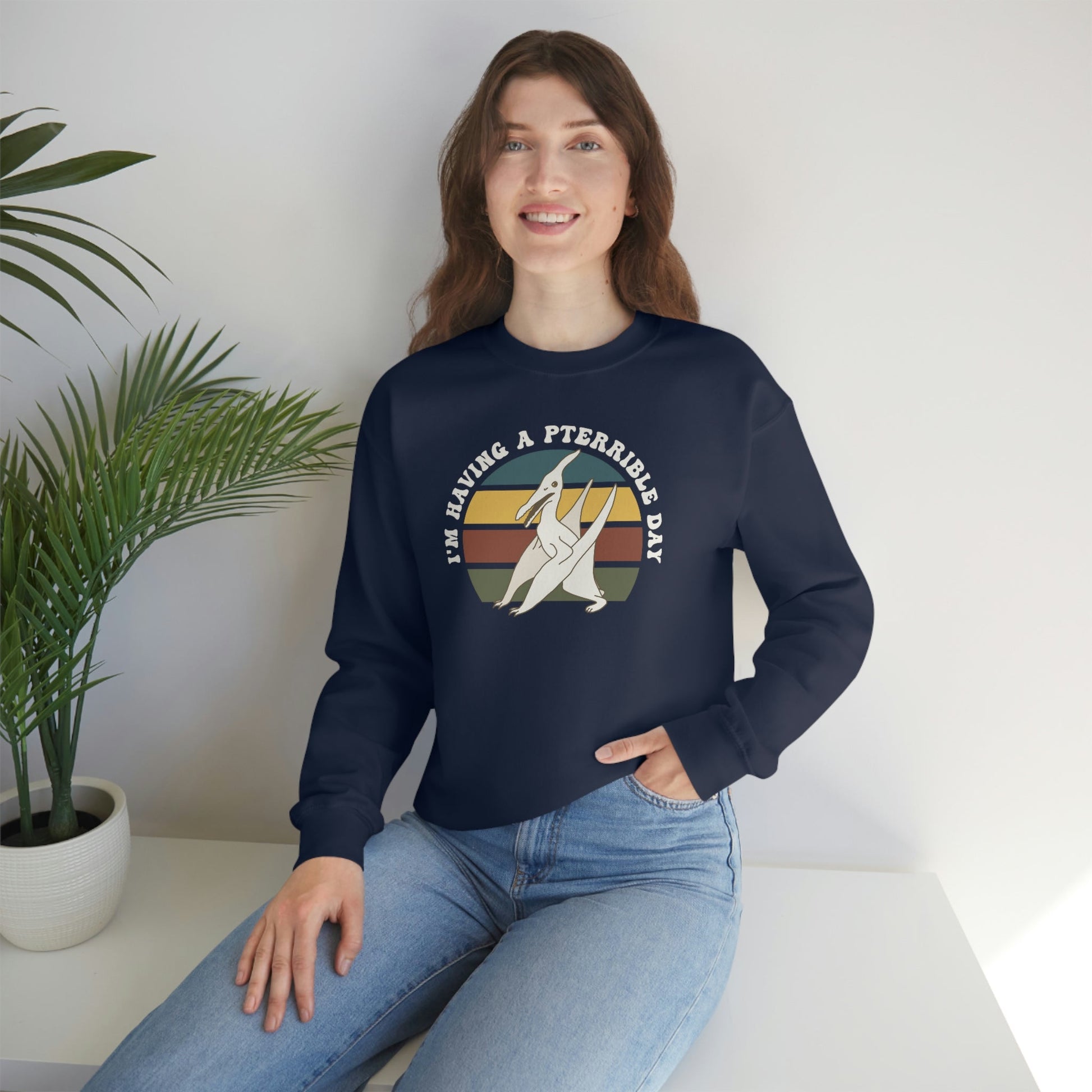 I'm Having A Pterrible Day | Crewneck Sweatshirt - Detezi Designs-22332433530543474838